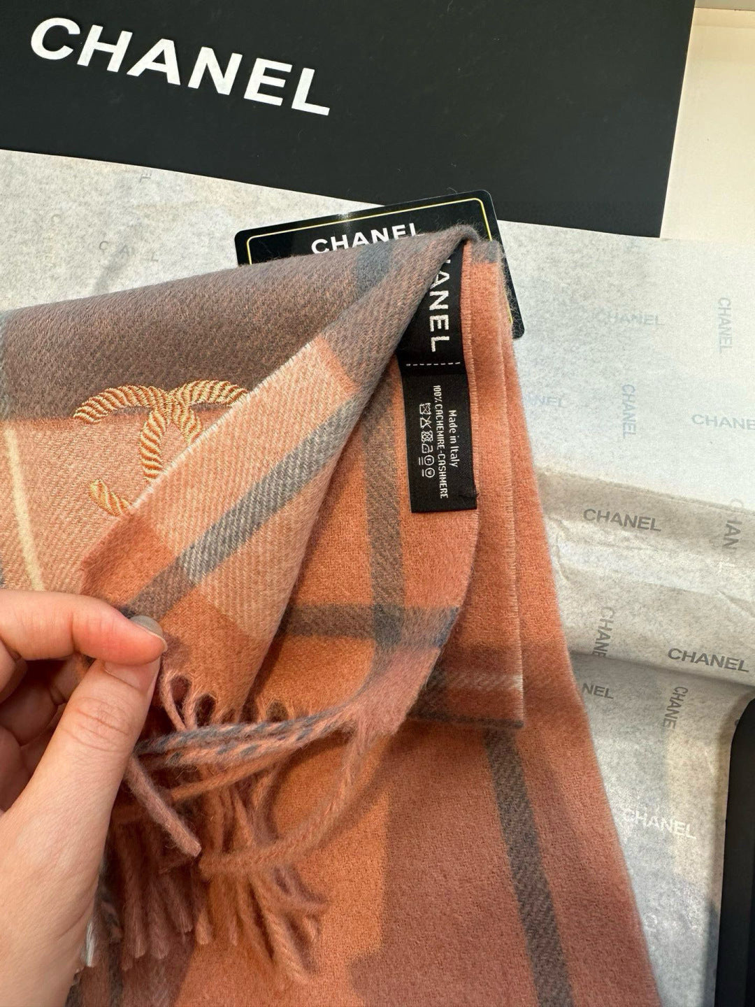 CC 25s Scarf 180cm Camel Brown Cashmere 973464