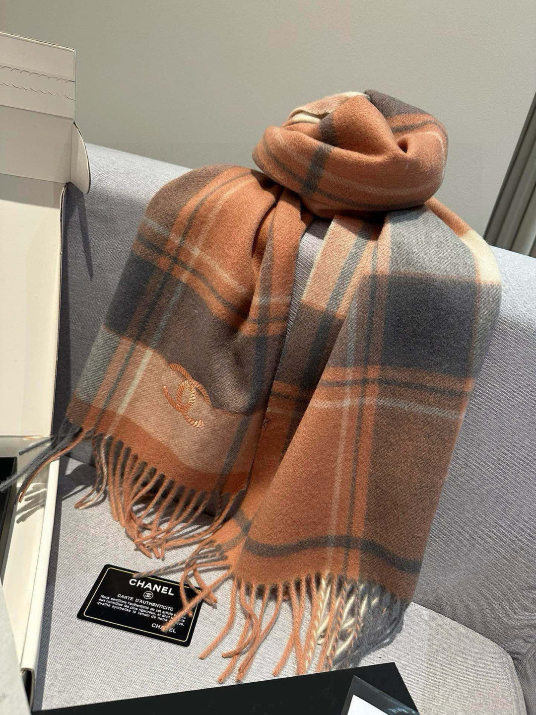 CC 25s Scarf 180cm Camel Brown Cashmere 973464