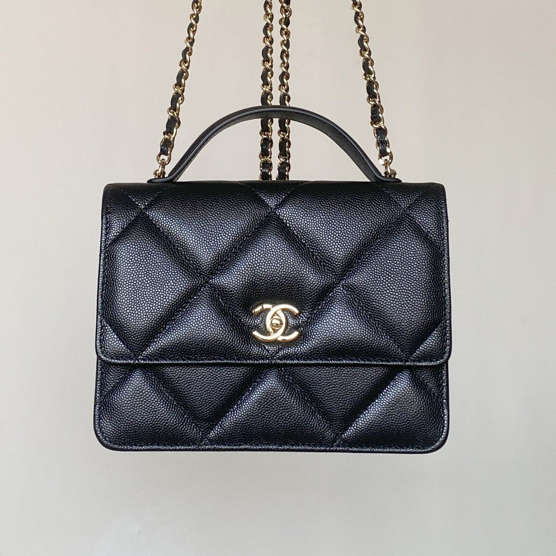 Chanel 25 Bag 18cm Black Lambskin