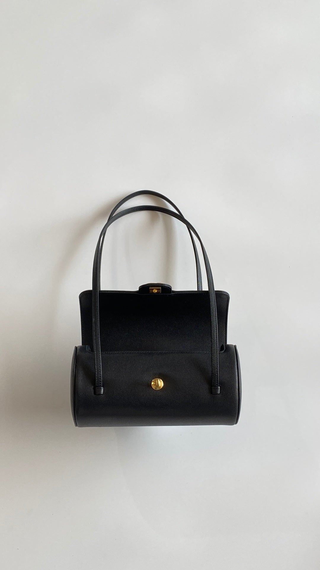 Chanel 2026 Bowling Ball Cylinder Bag Black Caviar Leather