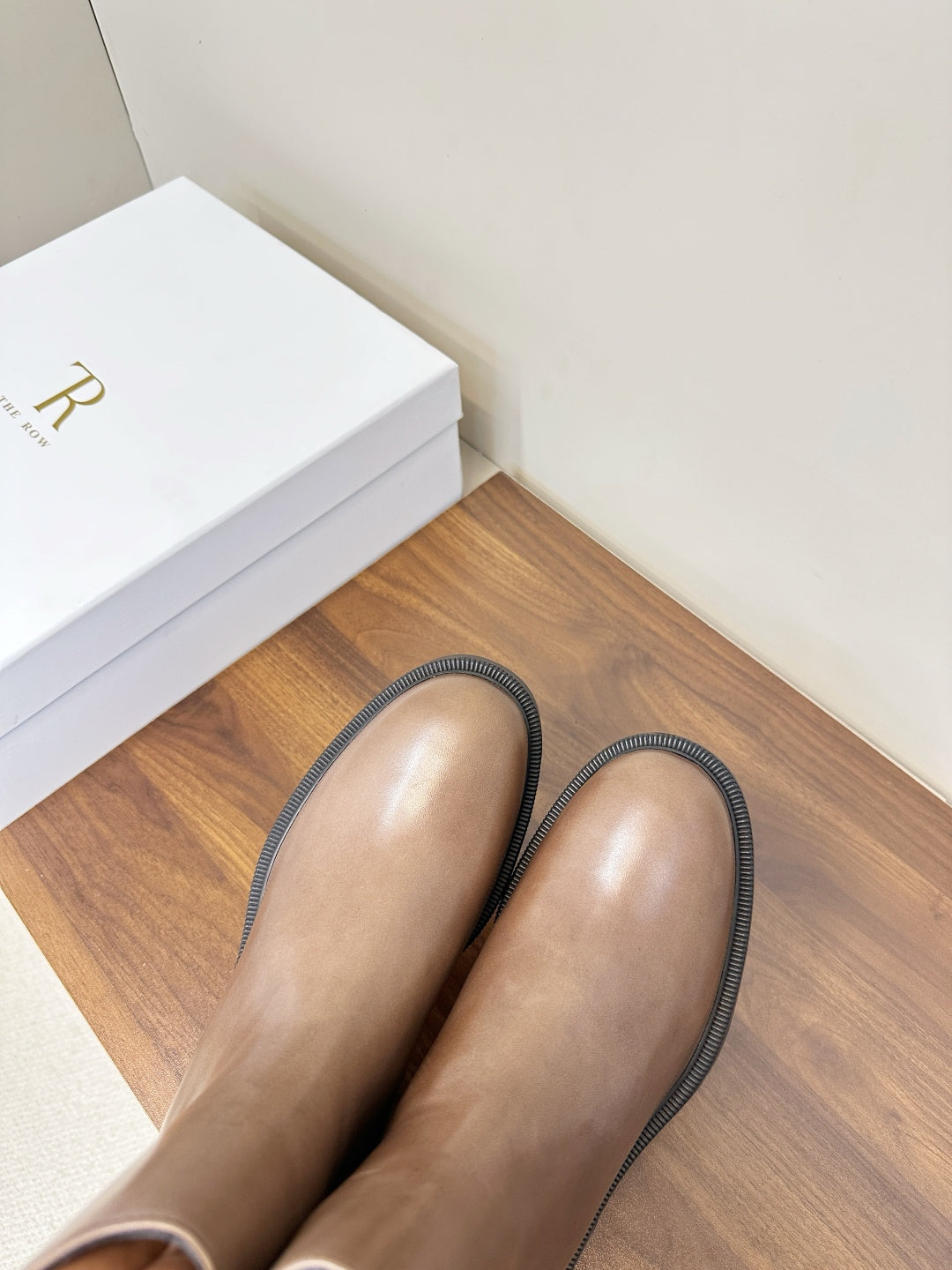 The Row 2025 Zipper Combat Boot Brown Black Lambskin 572083