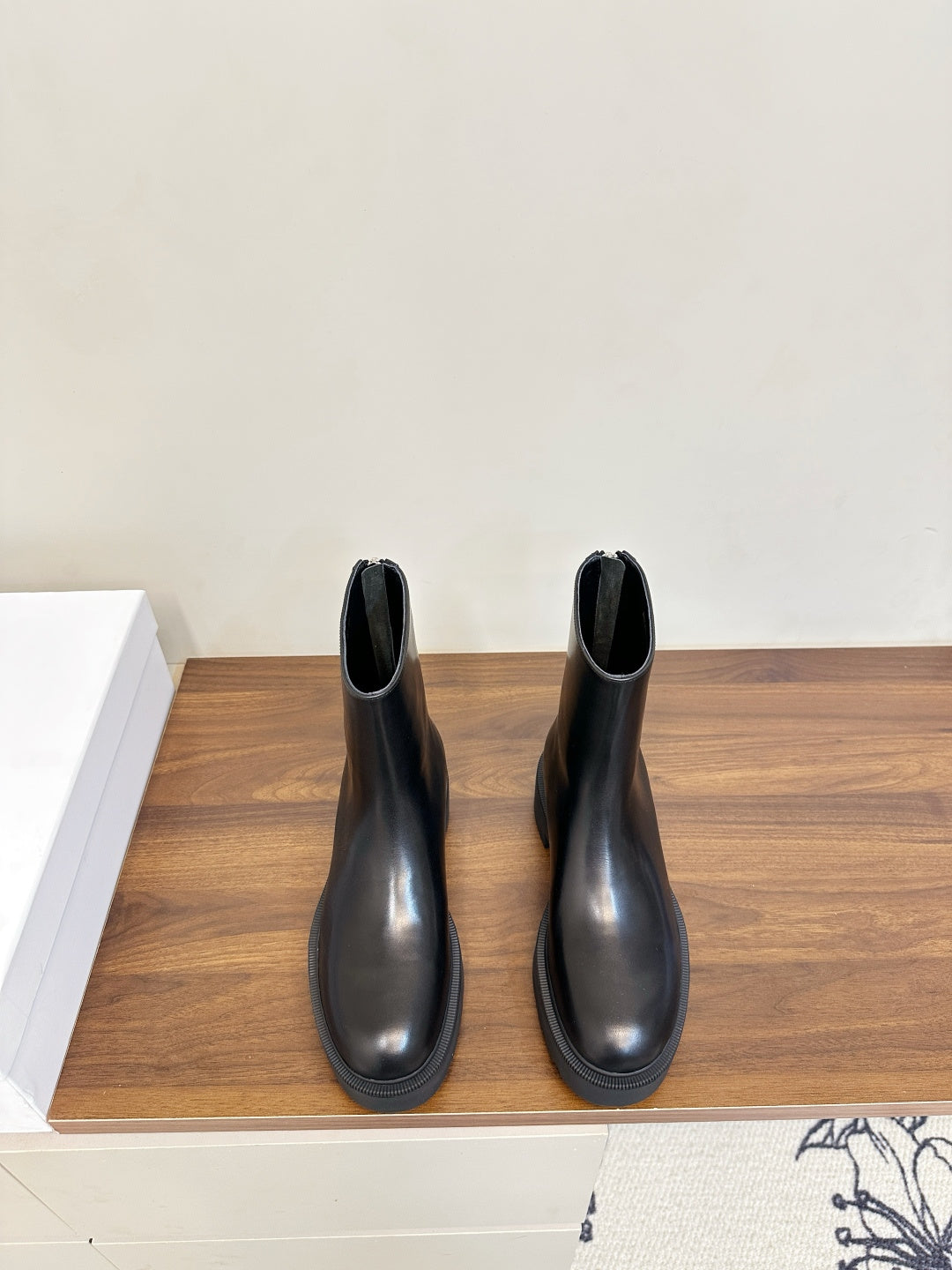 The Row 2025 Zipper Combat Boot Black Lambskin 572084