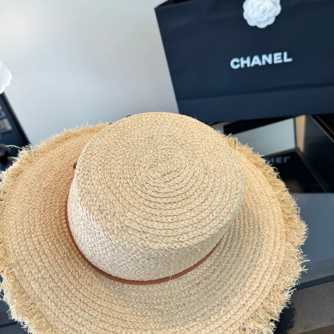 YSL Flat-top Straw Hat 412983