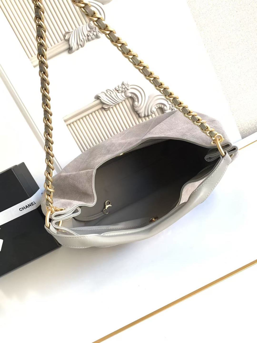 Chanel 2026 Hippie Hobo Bag 35cm Gray Suede 326216