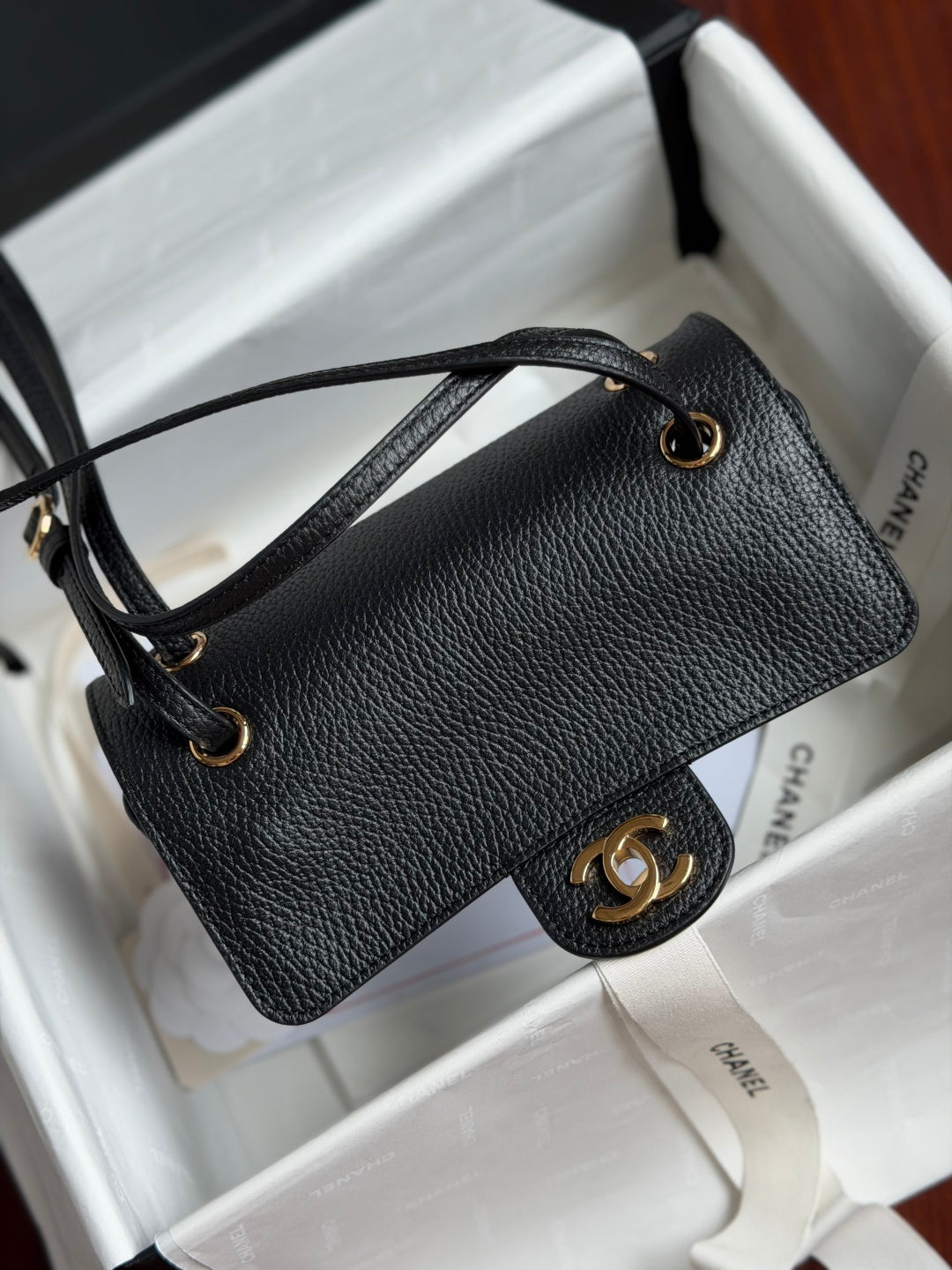 Chanel 2026 Mini Flap Bag 20cm Denim And Grained Calfskin
