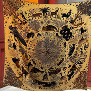 HM 25s Scarf 140cm Black Beige Cashmere Silk 962469