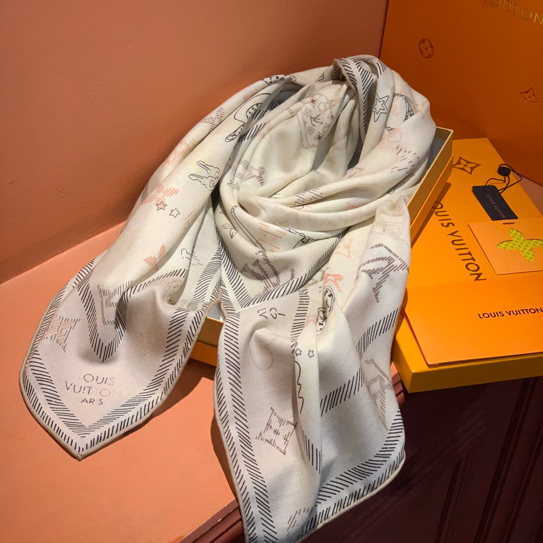 LV Double-sided velvet 140cm Cream Silk Cashmere 967398