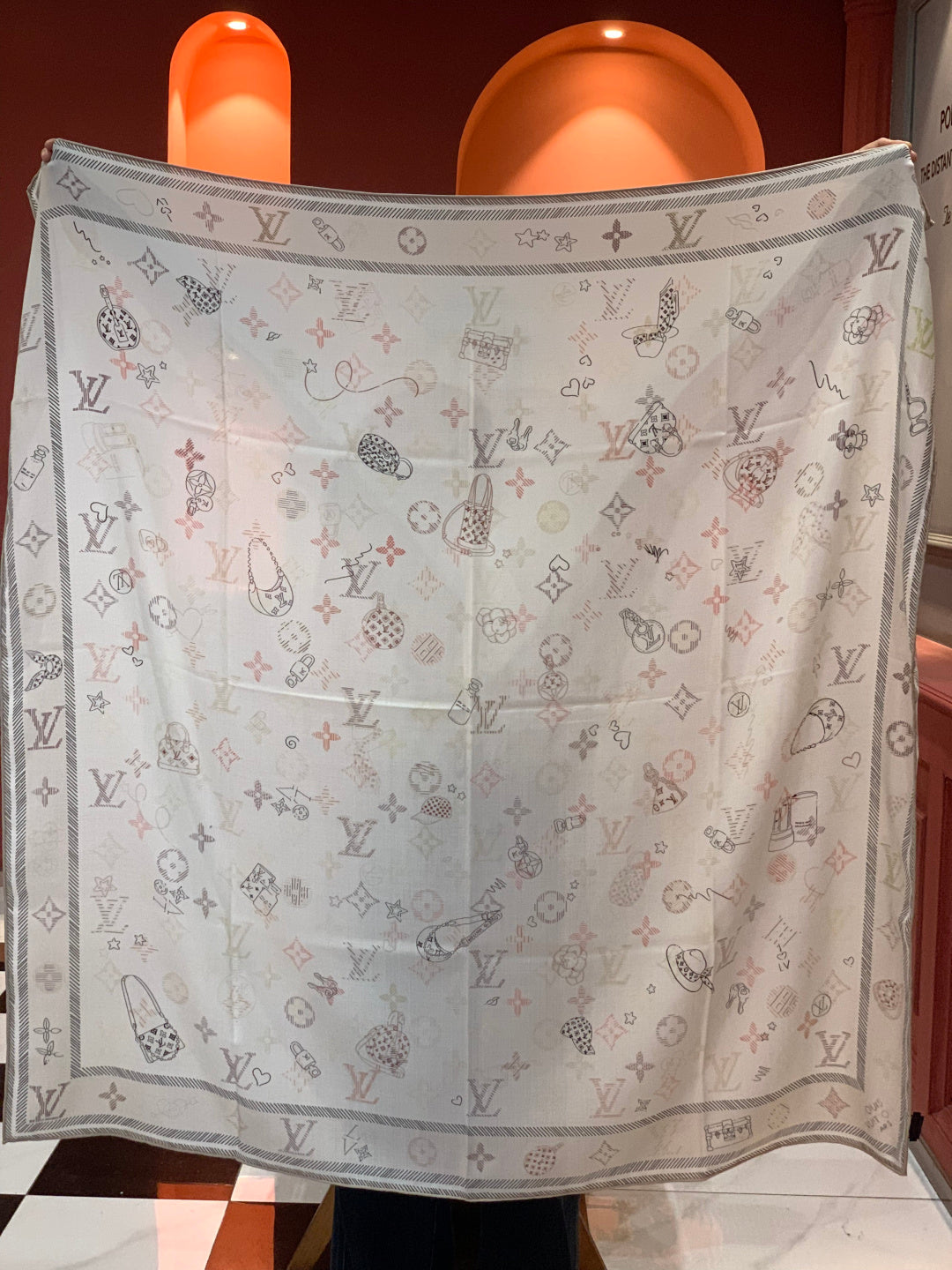 LV Double-sided velvet 140cm Cream Silk Cashmere 967398