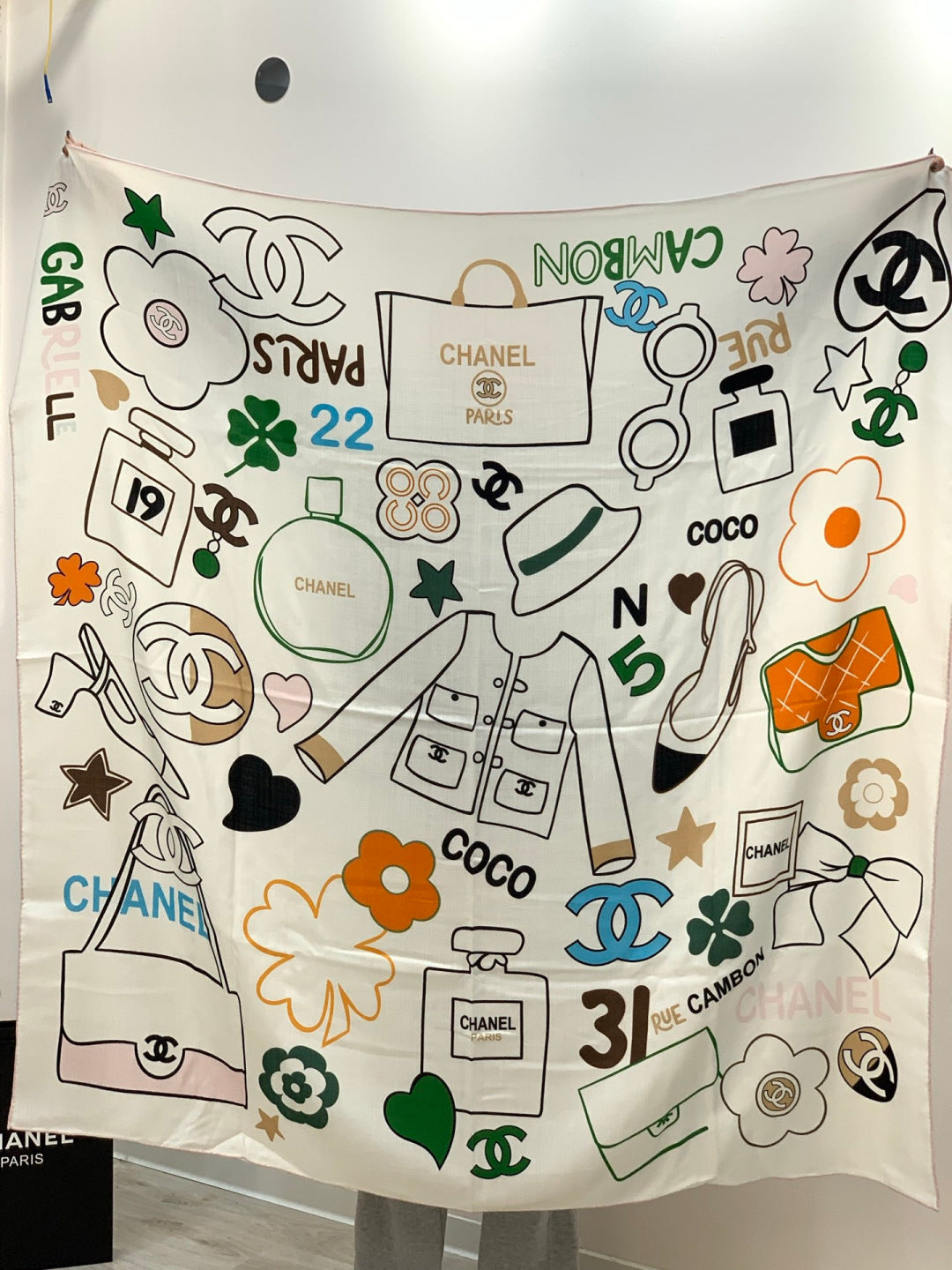 CC 25 Reversible Scarf 135cm White Green Cashmere 969245