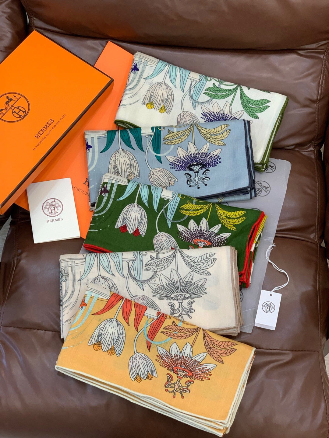 HM 25s Rainbow Scarf 140cm Yellow Colorful Cashmere Silk 970925