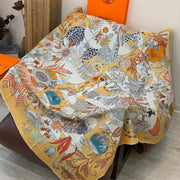 HM 25s Rainbow Scarf 140cm Yellow Colorful Cashmere Silk 970925