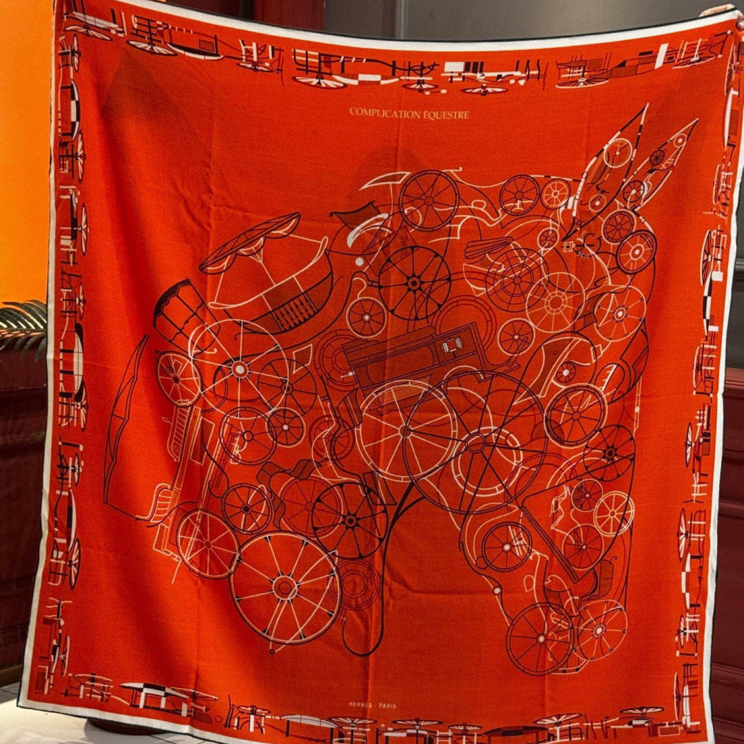 HM 25s Amazing Reversible Scarf 140cm Orange Cashmere Silk 970958