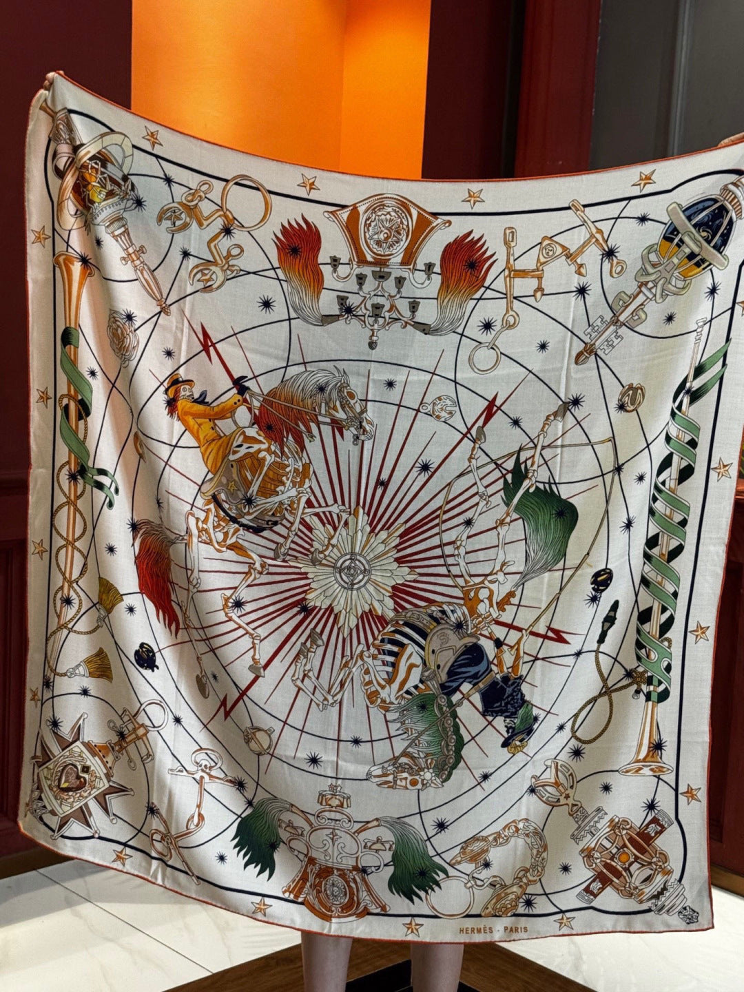 HM Starry Night Chorus Scarf 140cm White Yellow Cashmere 970974