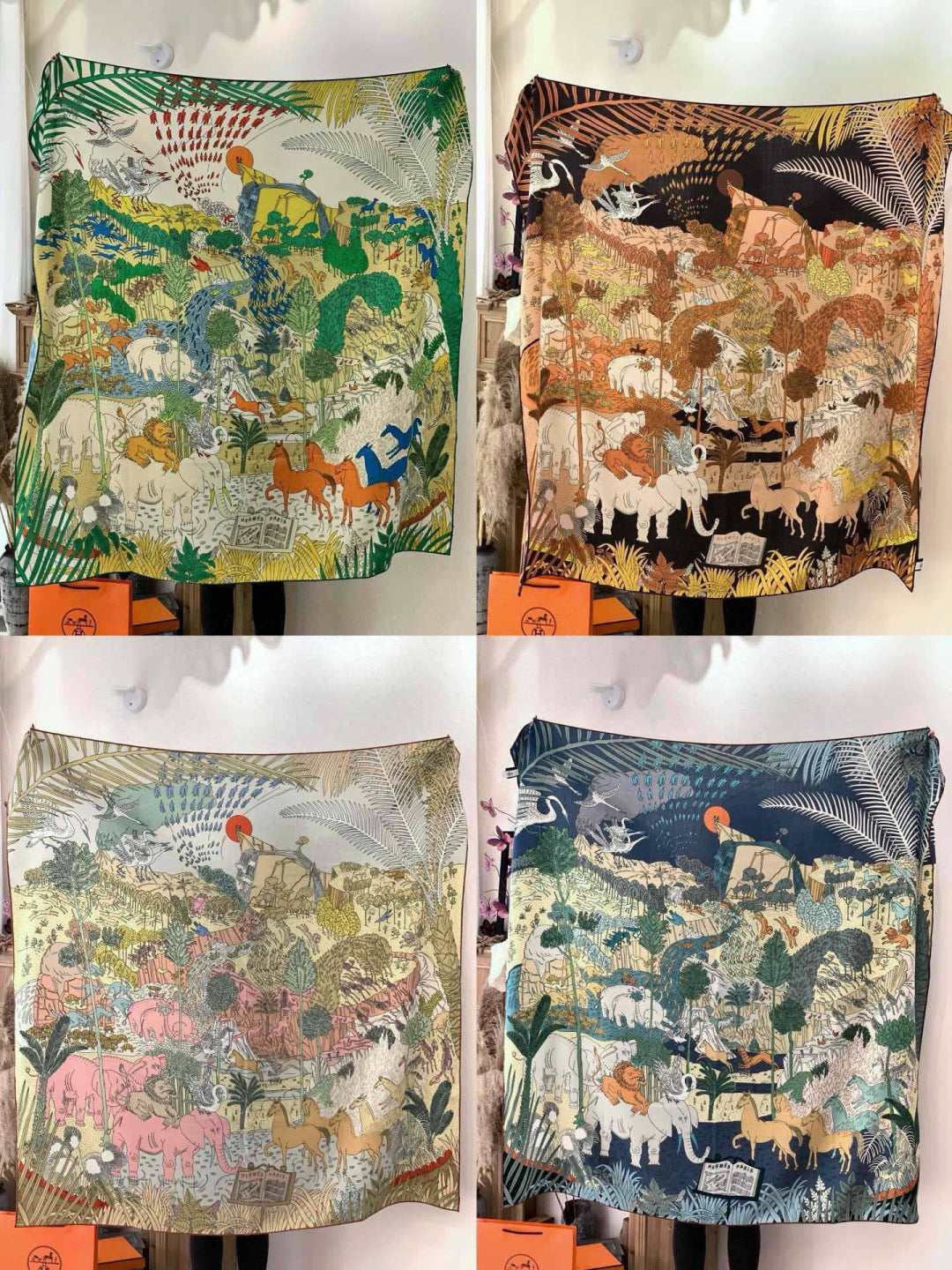 HM 25s The King Scarf 140cm Green Pink Cashmere 973043