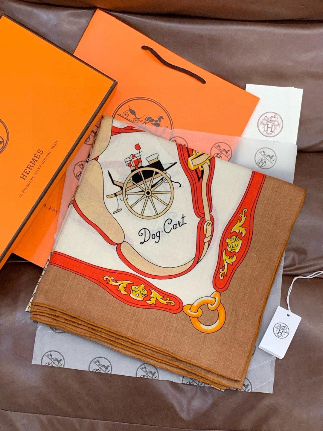 HM 25s The King Scarf 140cm White Brown Cashmere 973049