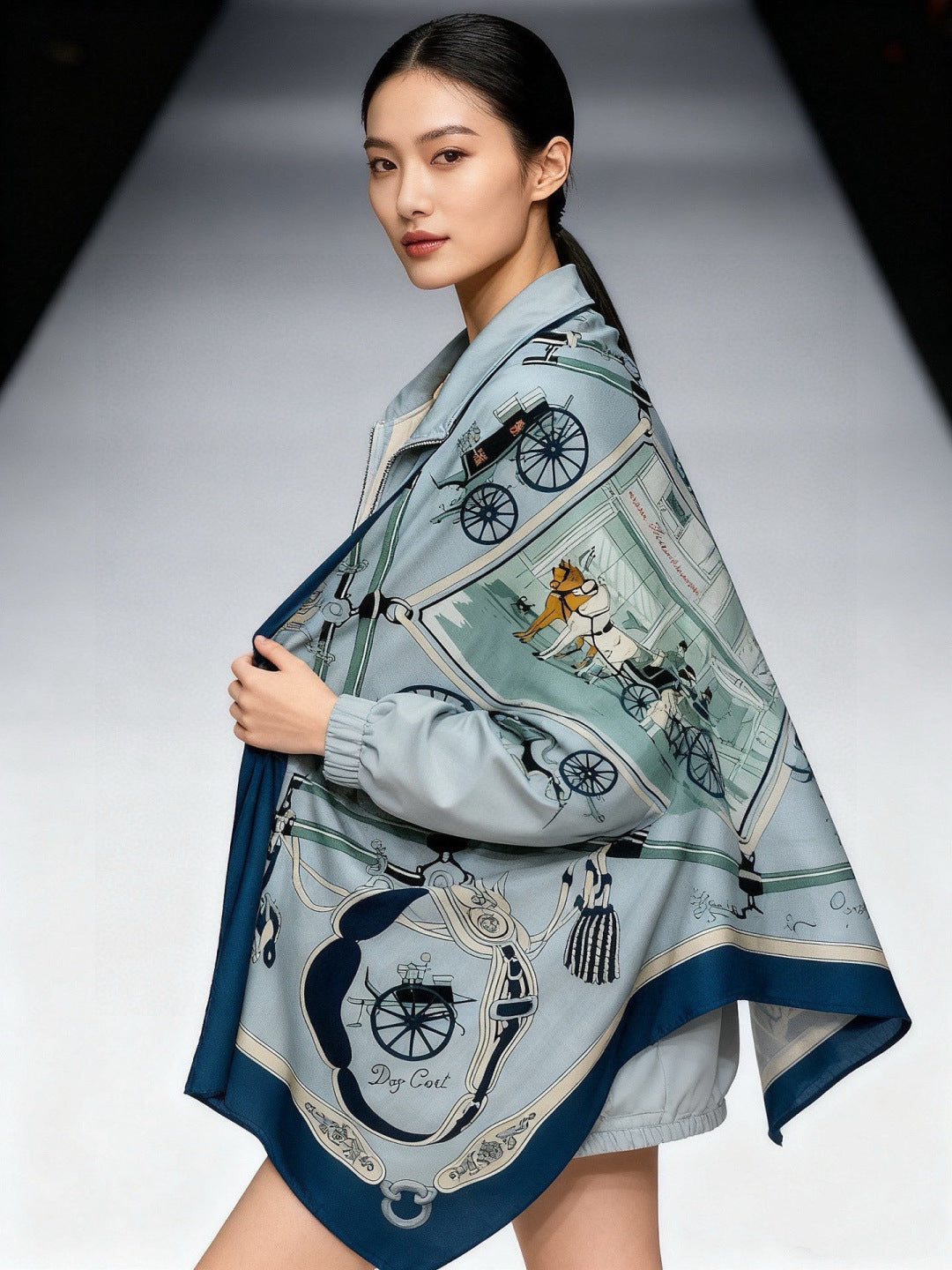 HM 25s The King Scarf 140cm Blue Colorful Cashmere 973052