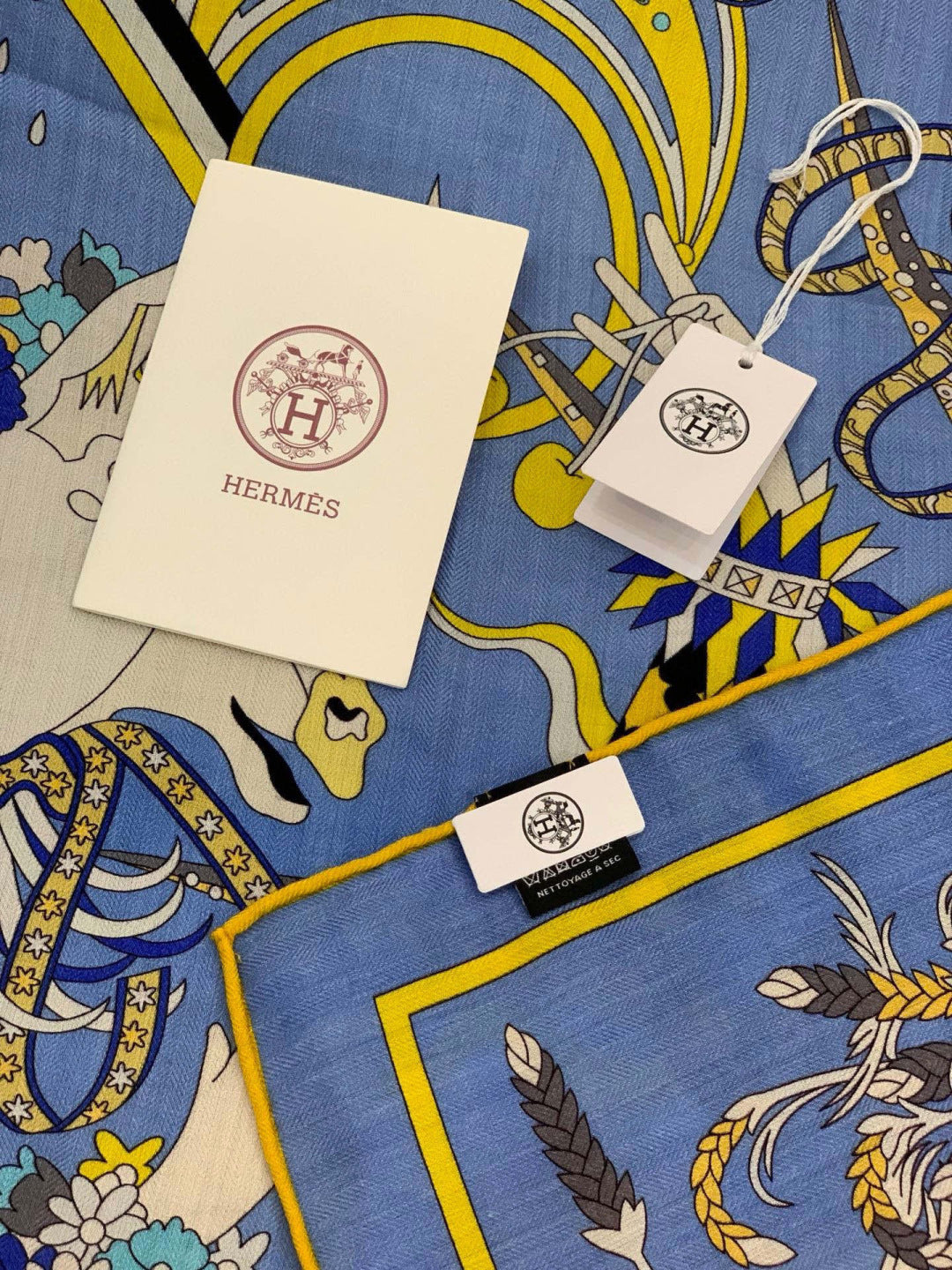 HM 25s The King Scarf 140cm Black Blue Cashmere 973053