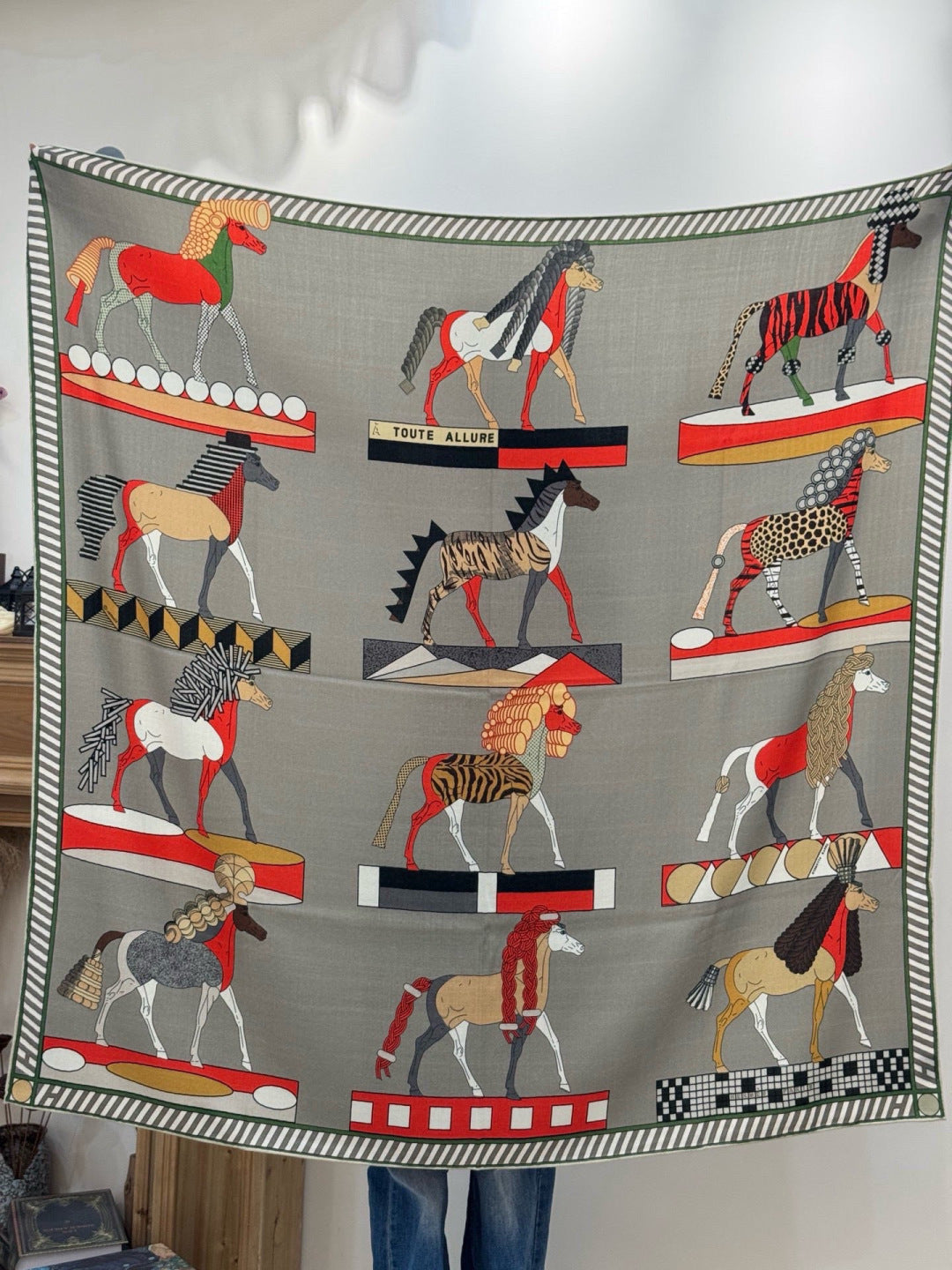 HM 25s Scarf 140cm Gray Colorful Cashmere 973081