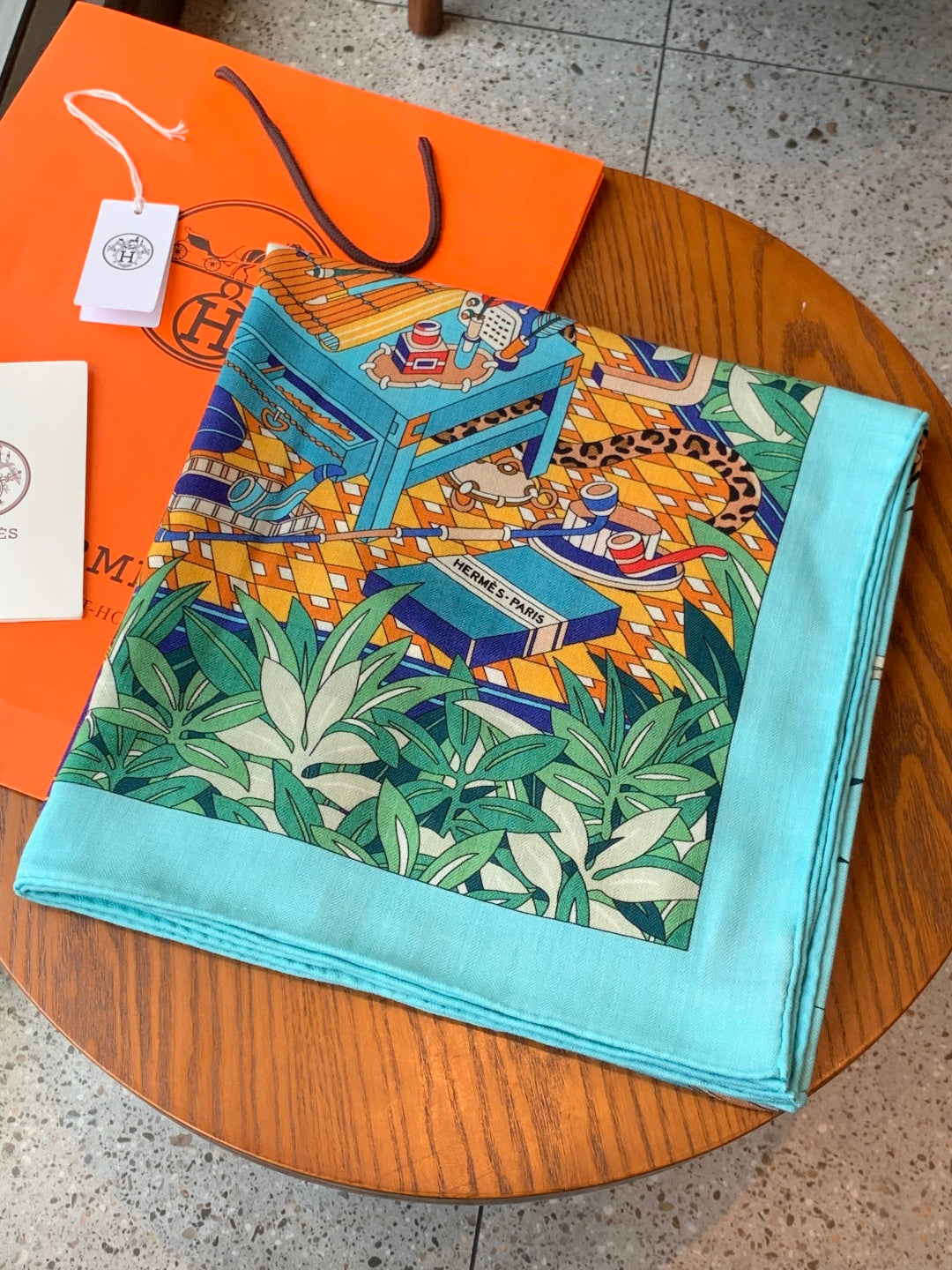 HM 25s Reversible Scarf 140cm Green Blue Cashmere 976229