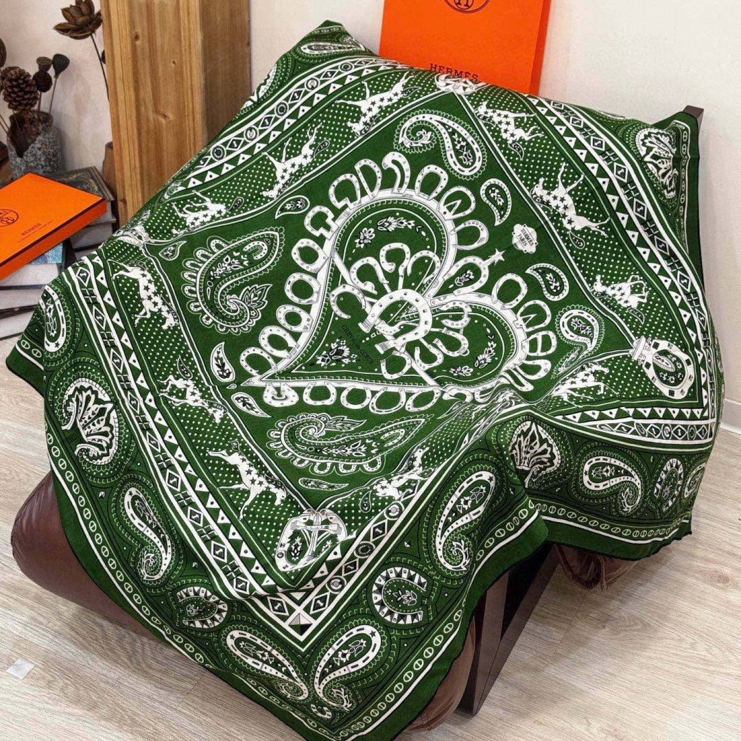 HM 25s Reversible Scarf 140cm Green Cashmere 976273