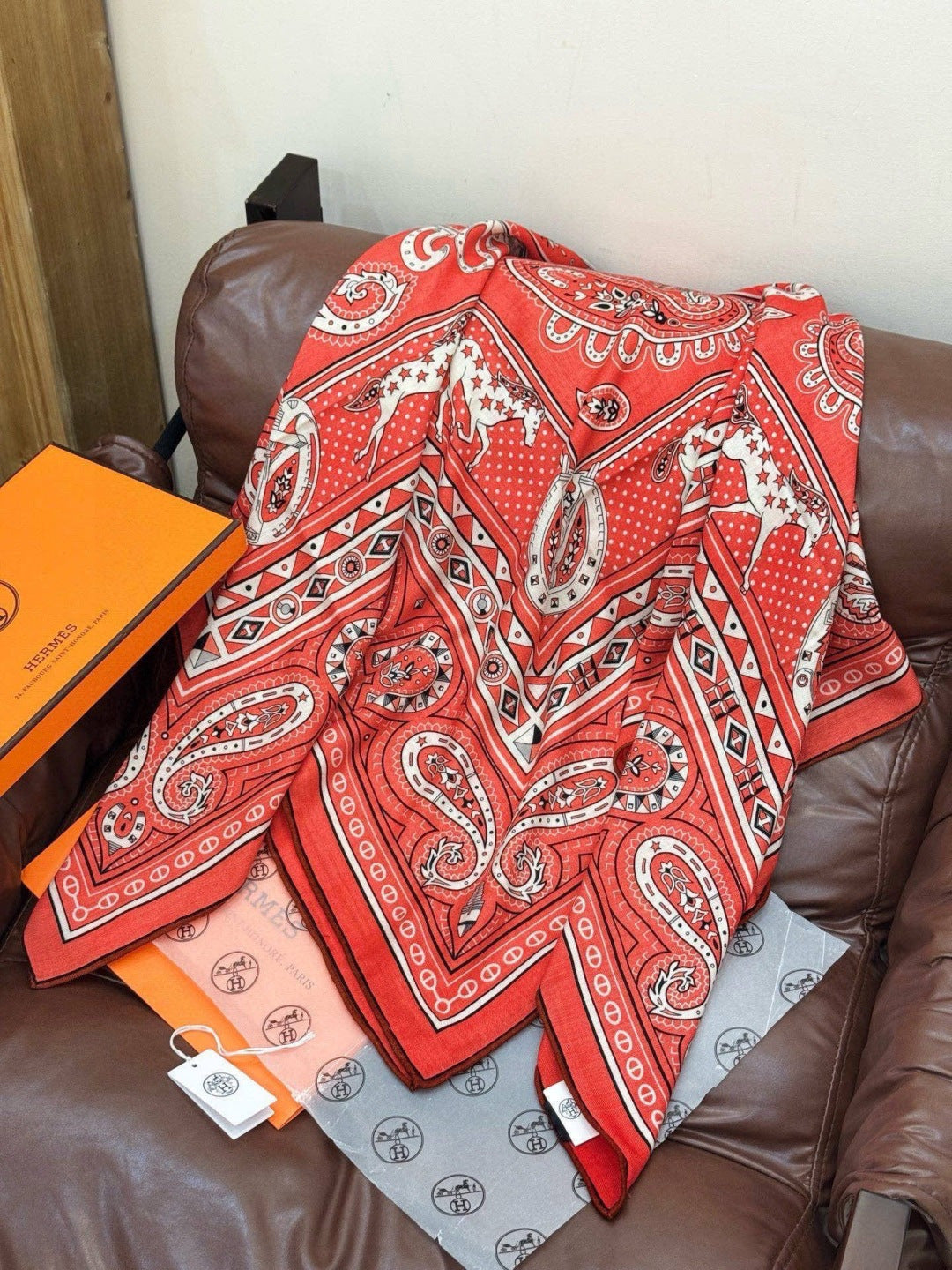 HM 25s Reversible Scarf 140cm Red Cashmere 976275