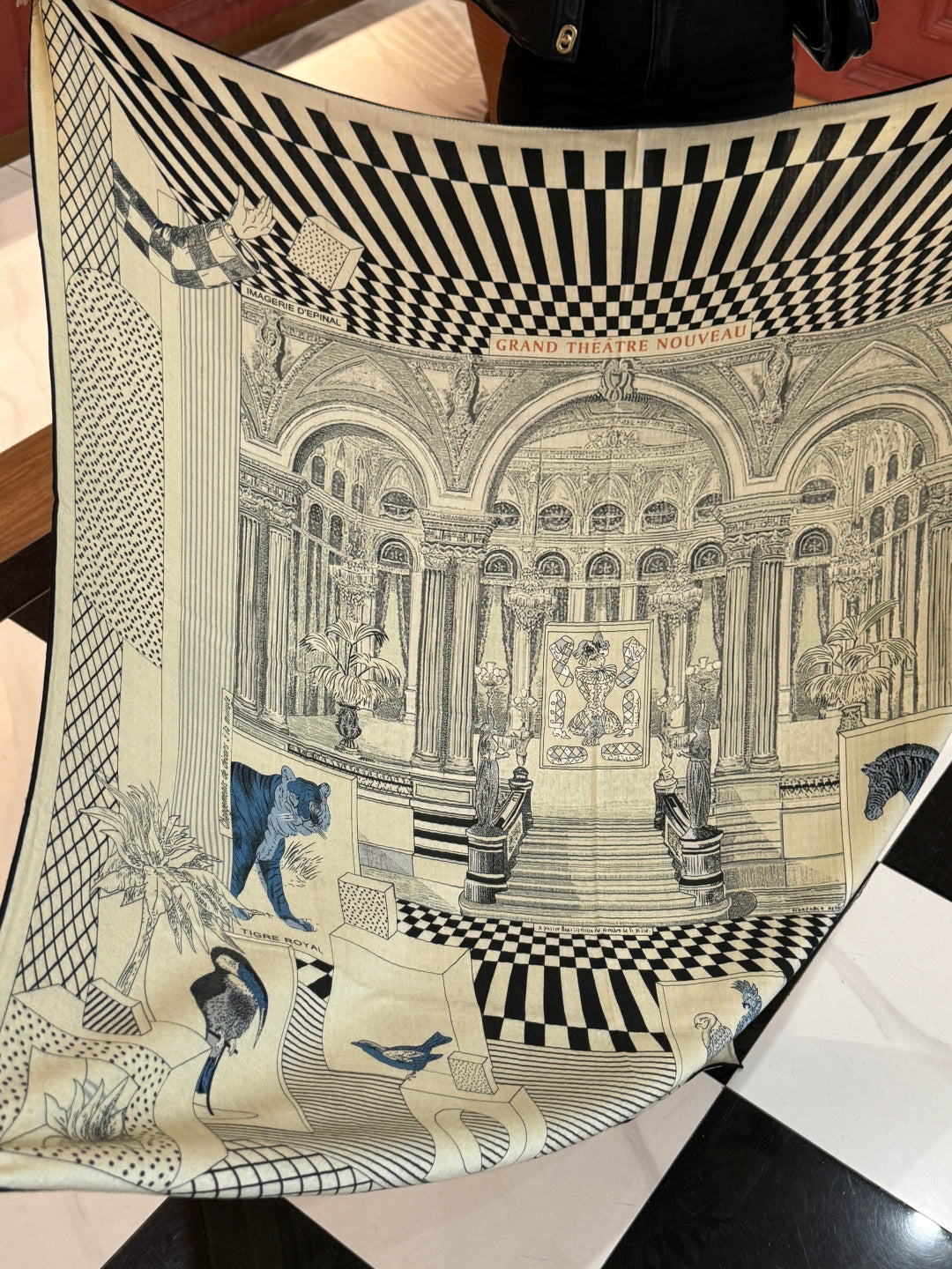 HM 25s Reversible Scarf 140cm Beige Black Cashmere 976278