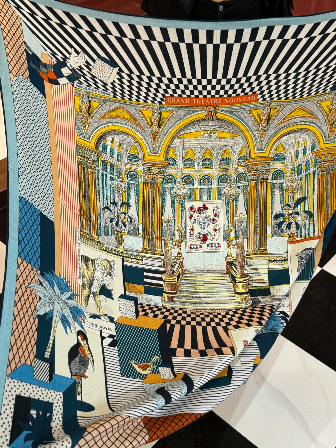 HM 25s Reversible Scarf 140cm Blue Beige Cashmere 976279