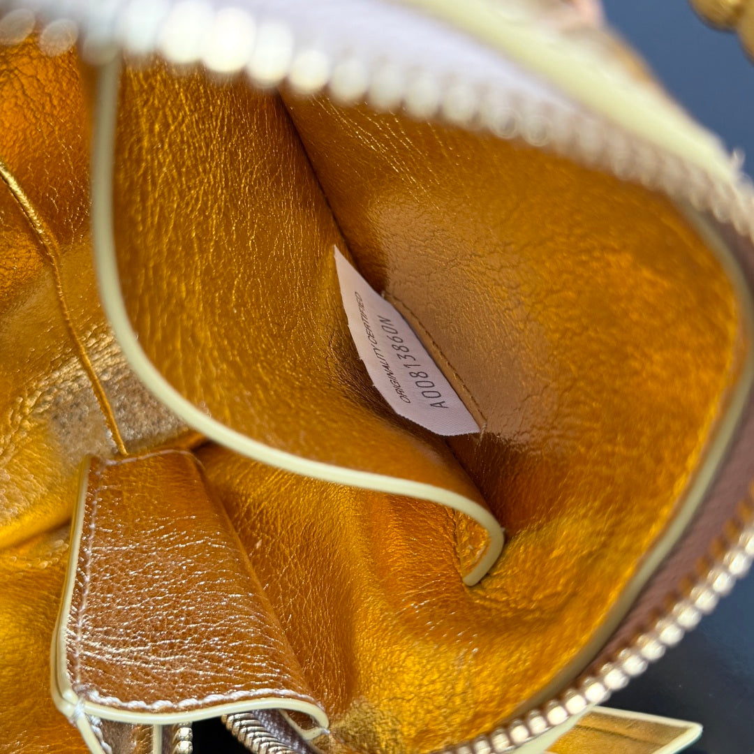 Bottega Veneta 2026 Concert Pouch Bag 18.5 Gold Metallic Intrecciato Leather