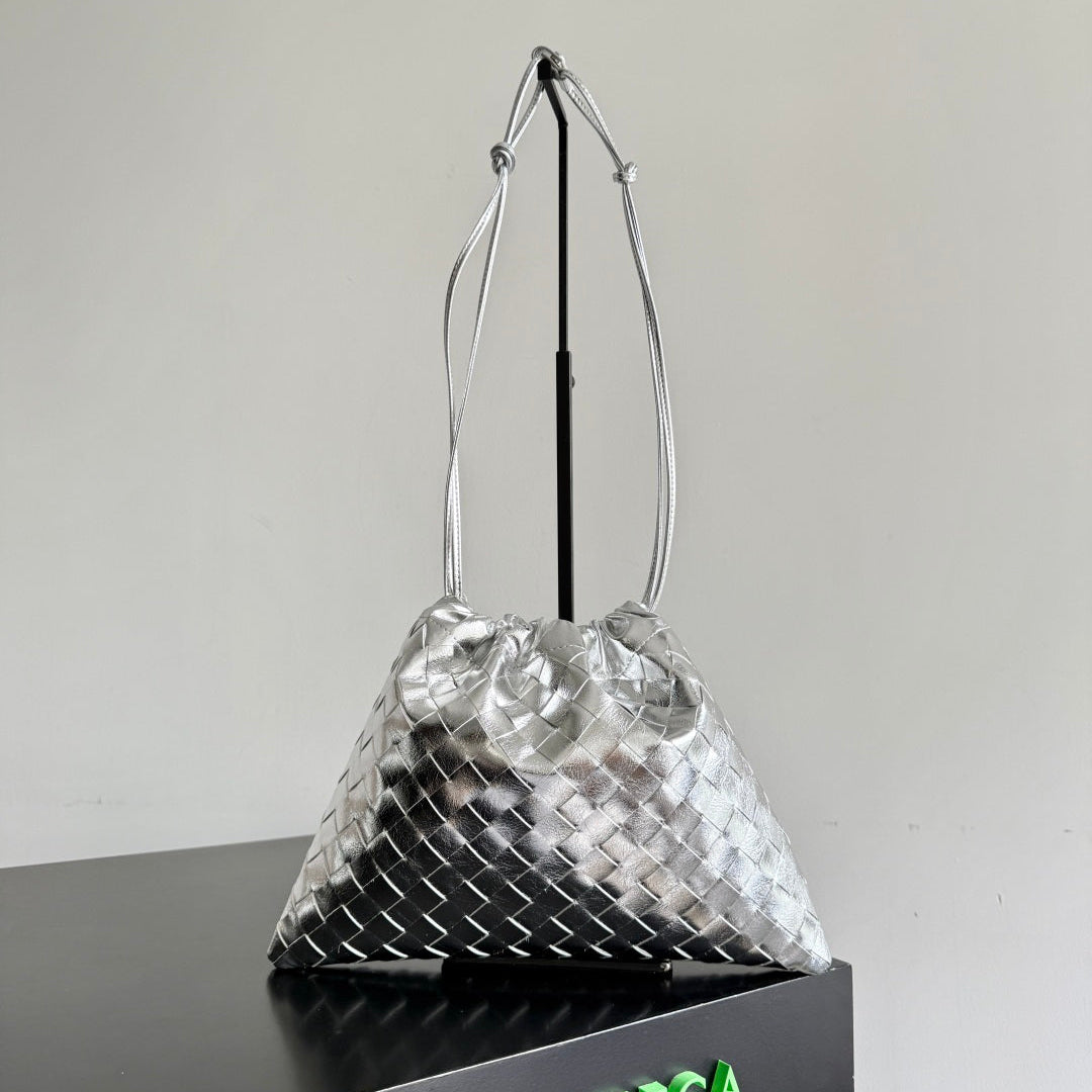 Bottega Veneta 2026 Dust Bag Silver Laminated Leather