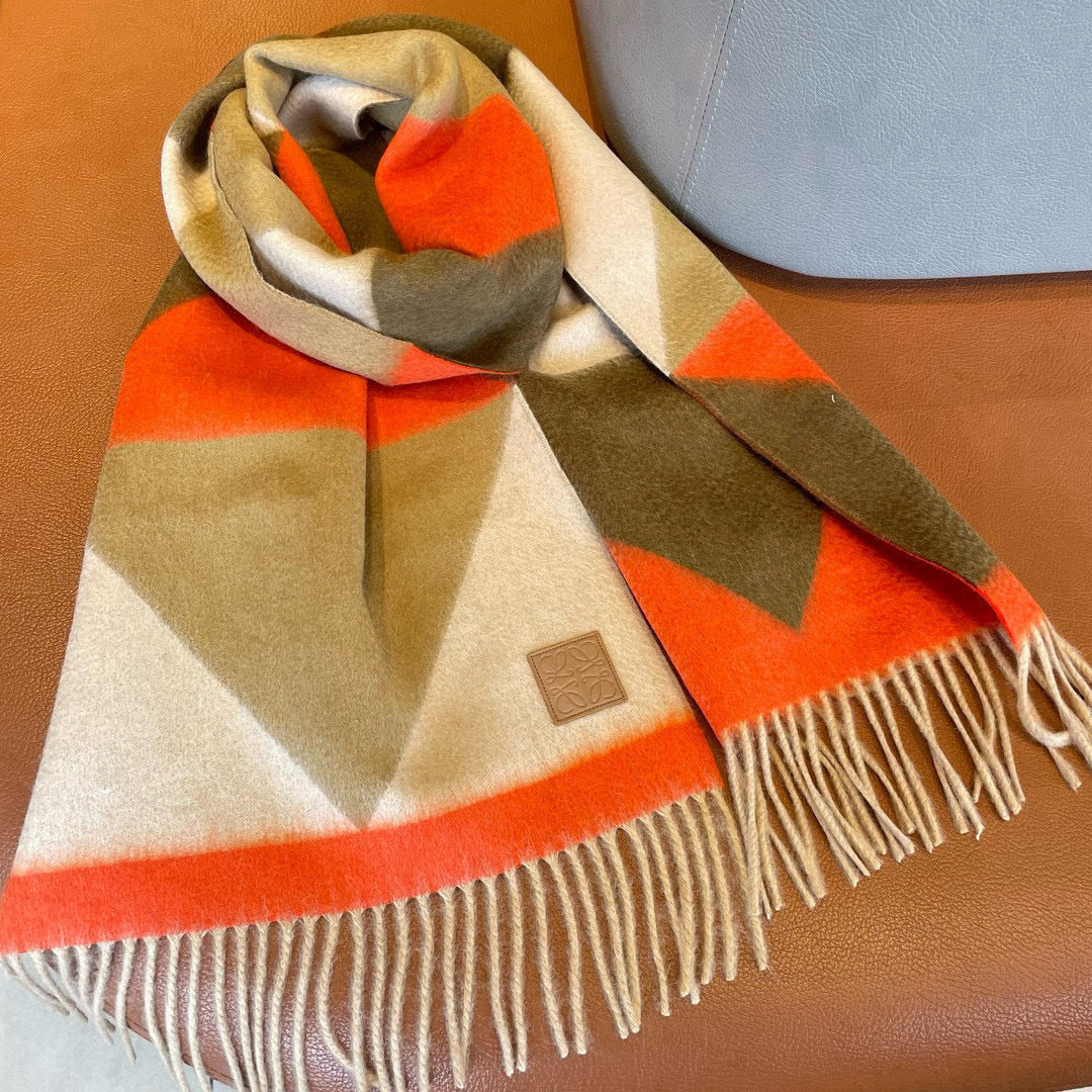 Loewe Scarf 180CM Orange Beige Cashmere 967039