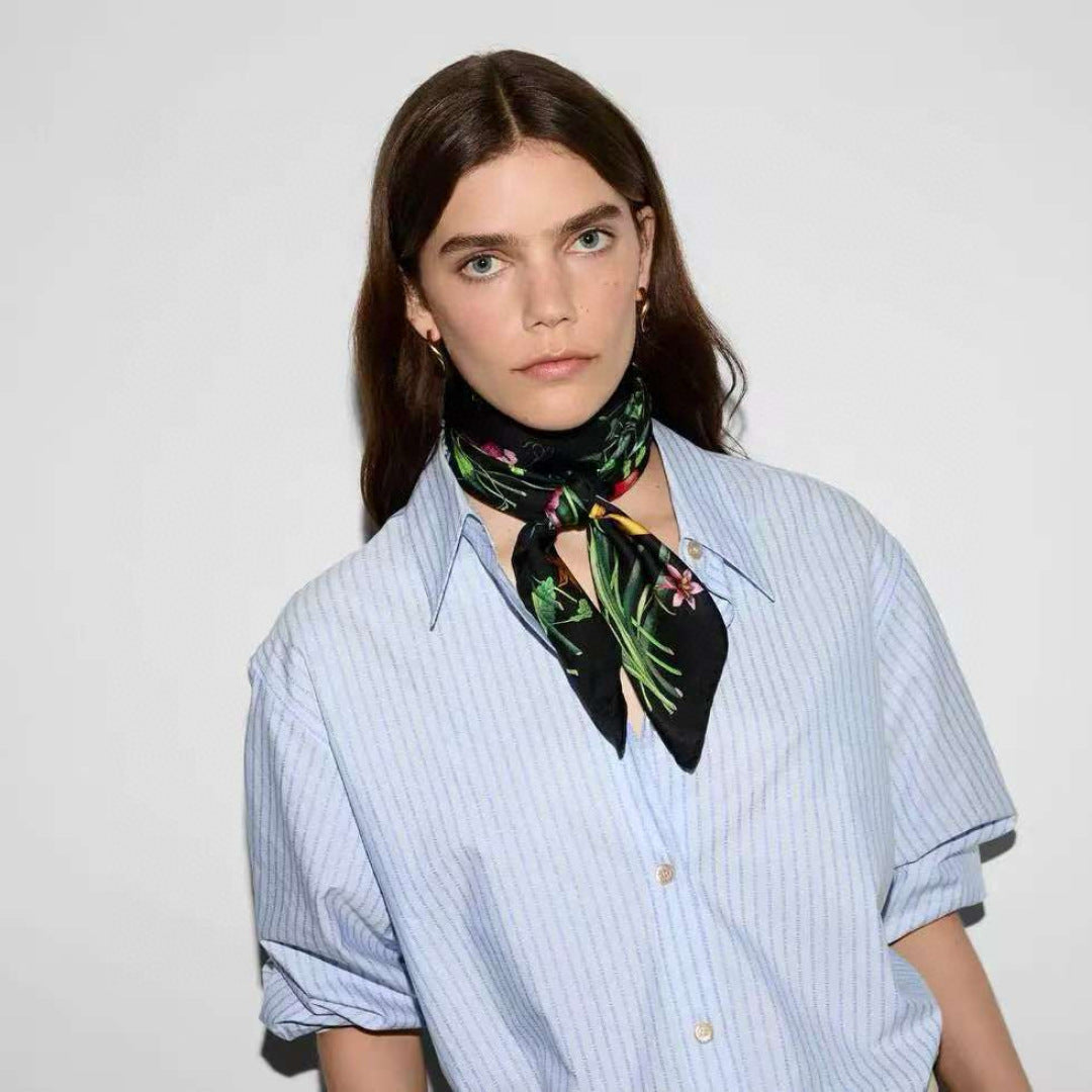 GG Scarf 90CM  Multi-Colored Floral Mulberry Silk 286775