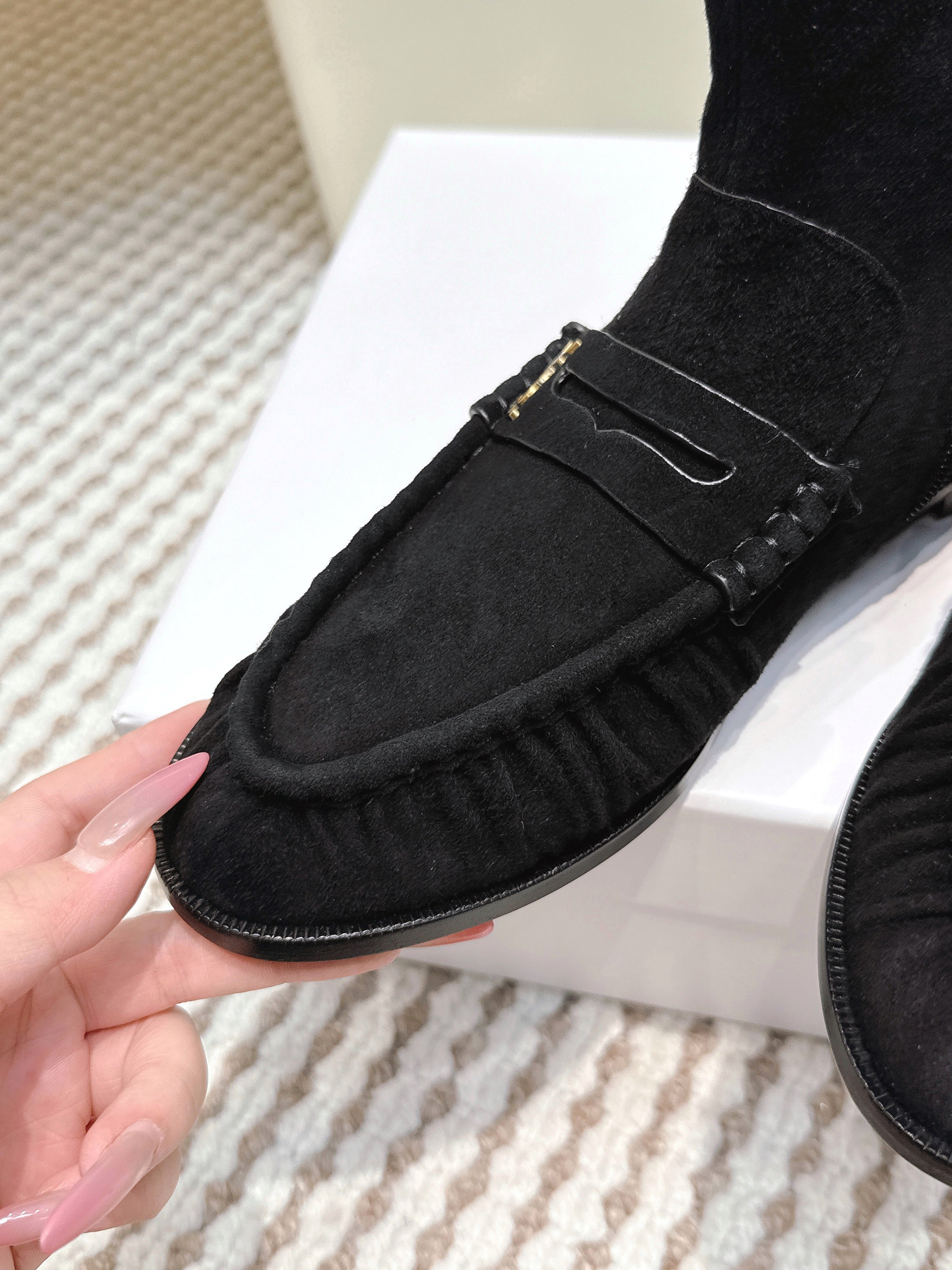 YSL 2025 High-top Loafer Black Suede 569417