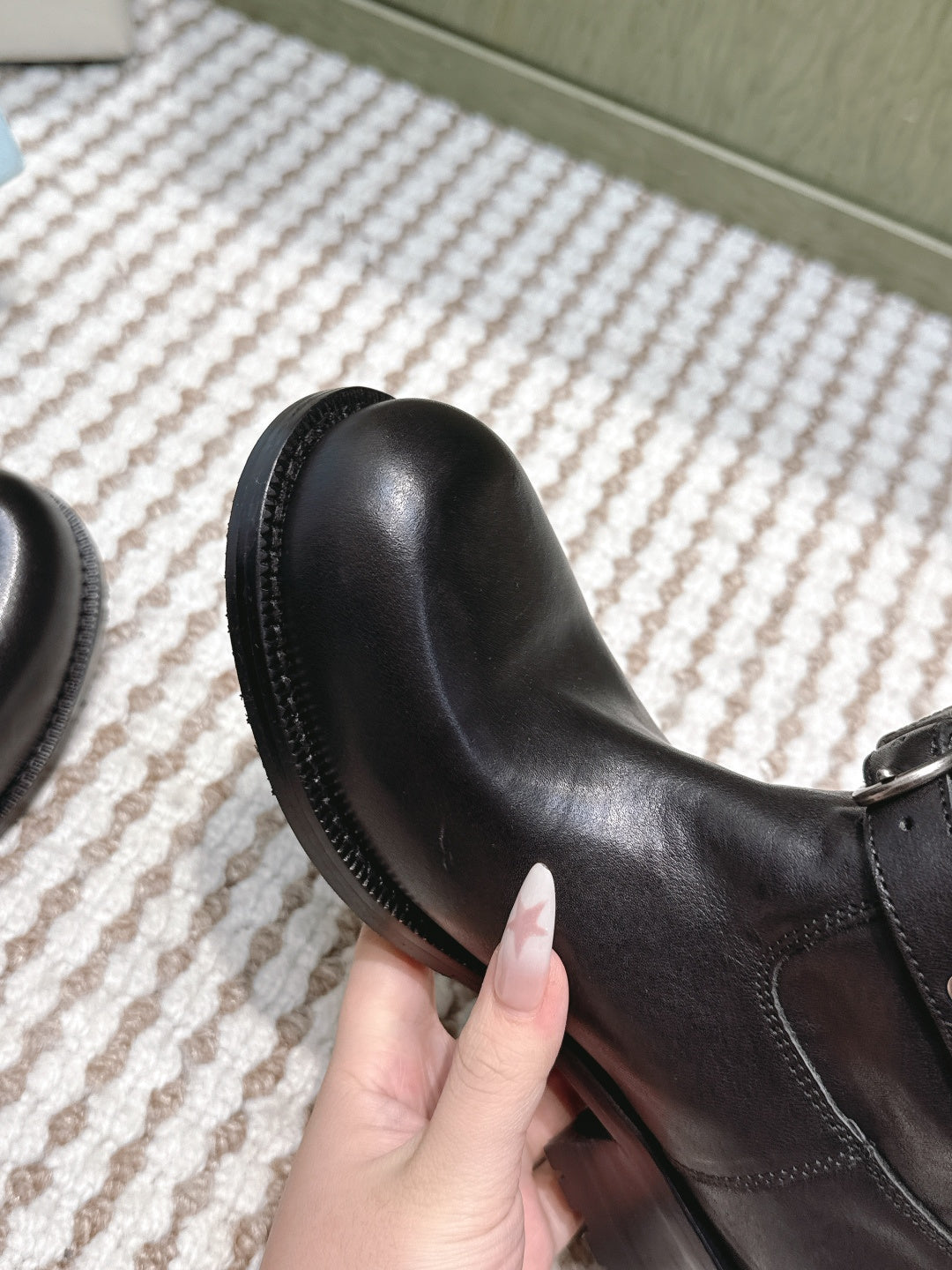 Pra 2025 Boot With Two Silver Buckle Black Calfskin 556292