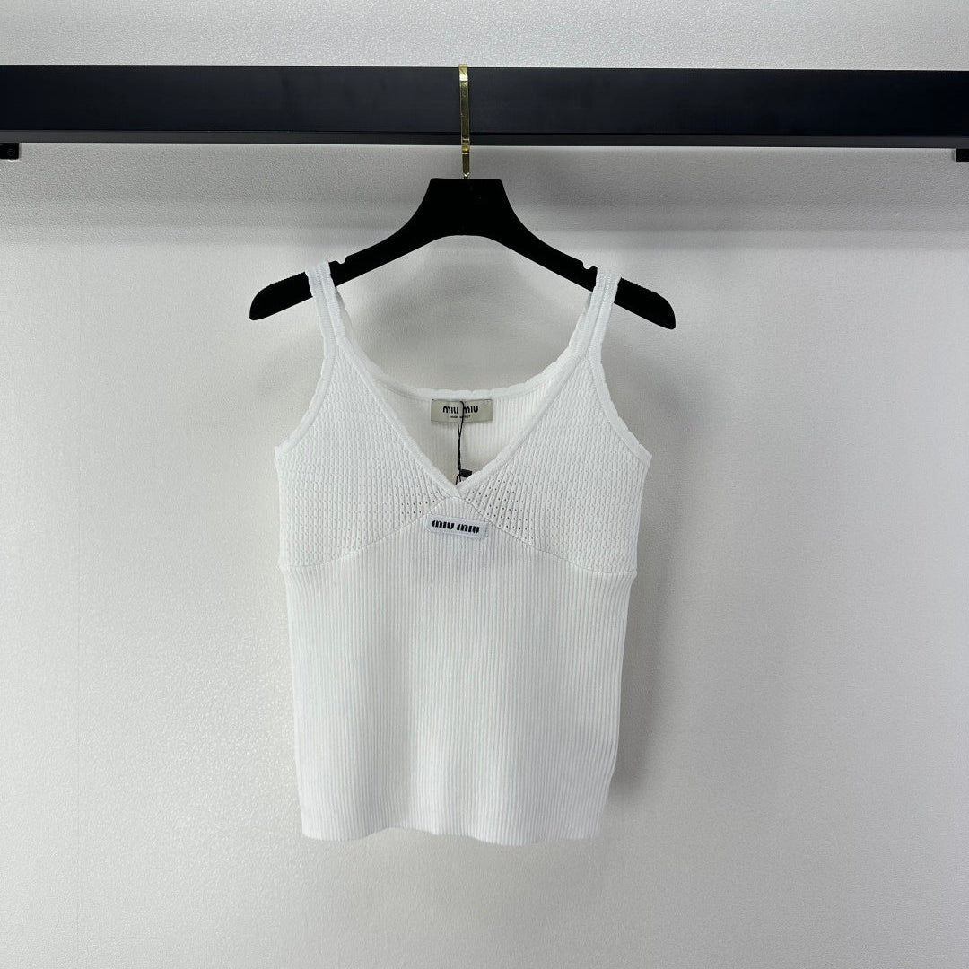 Miumiu 2026 Knit Camisole White Wool Cashmere 362402