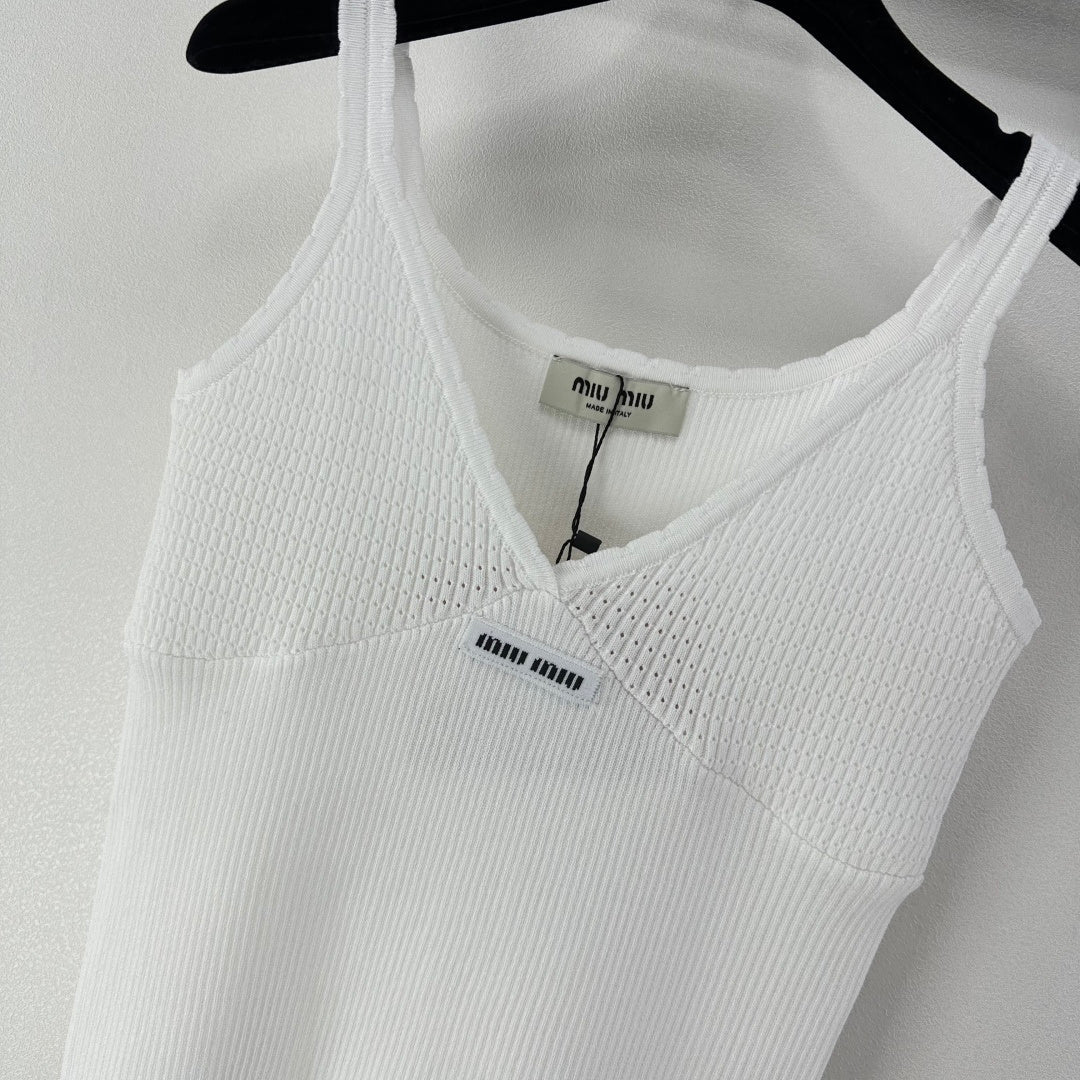 Miumiu 2026 Knit Camisole White Wool Cashmere 362402