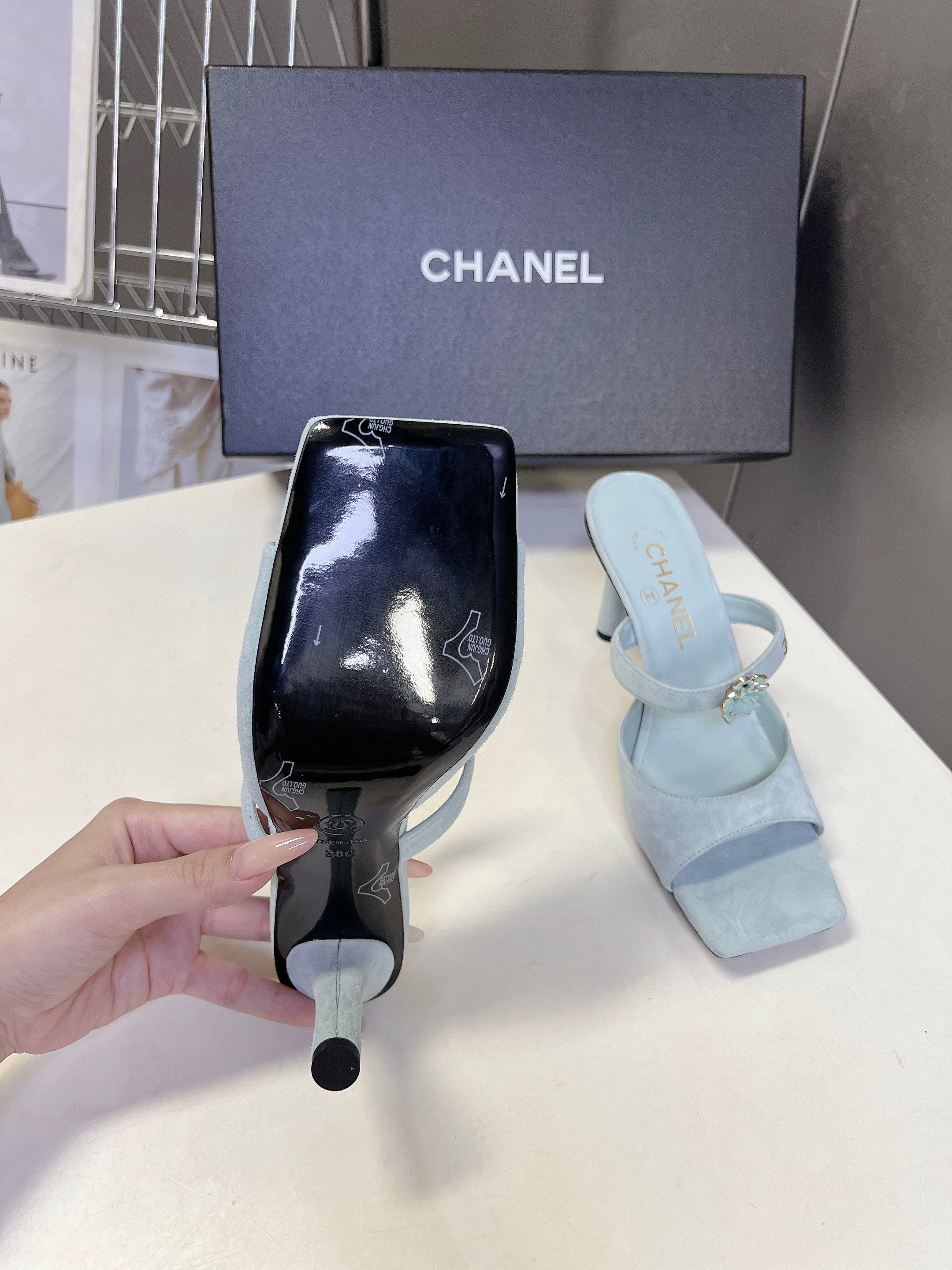 Channel 2026 Mule 70mm Embossing And Suede Calfskin 895349