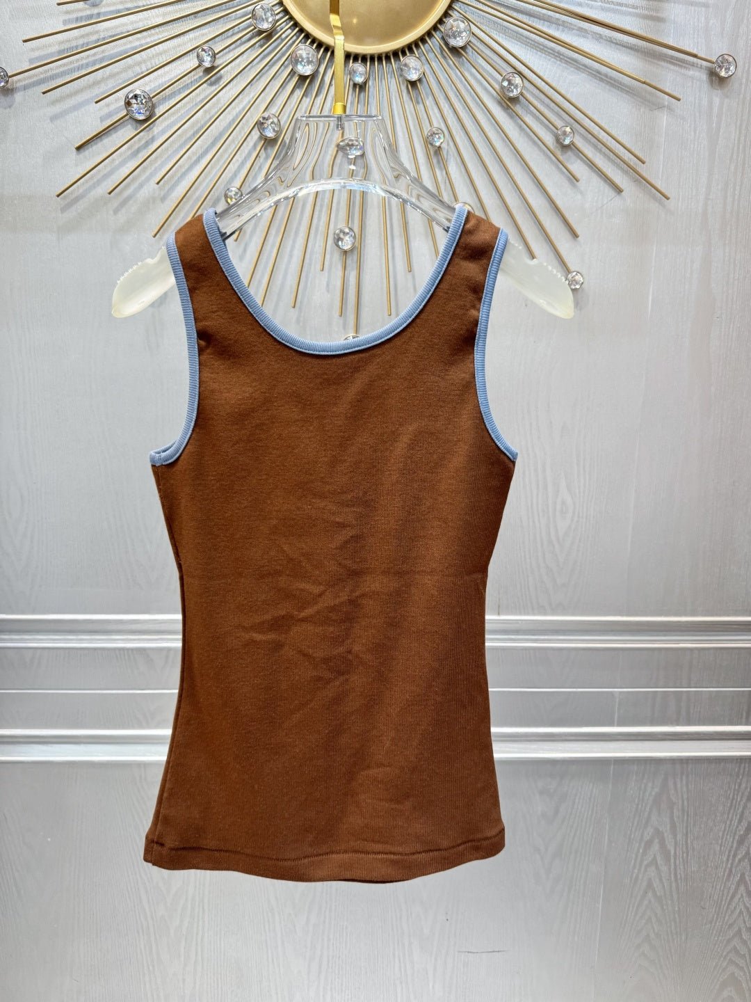 Prada 2026 Tank Top Brown Blue Cotton 133059