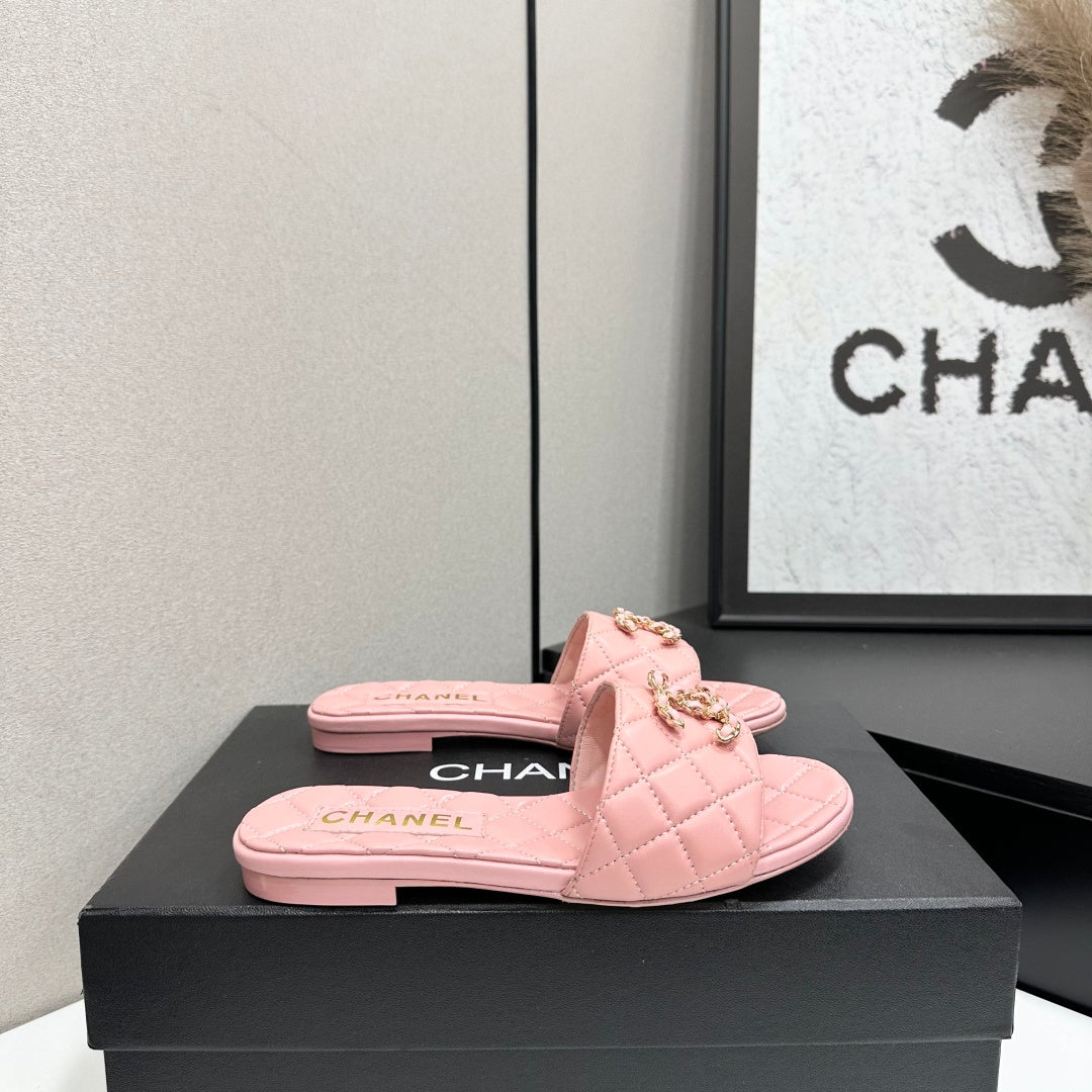 Chanel 2026 Double C Quilted Sandal Tweed Lambskin 894808