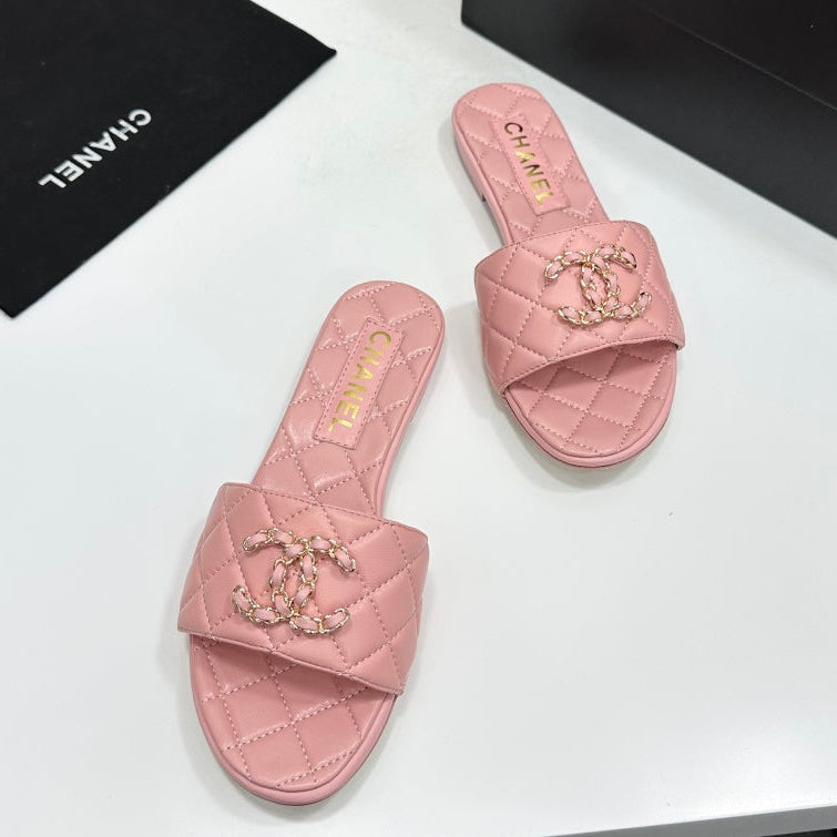 Chanel 2026 Double C Quilted Sandal Tweed Lambskin 894808
