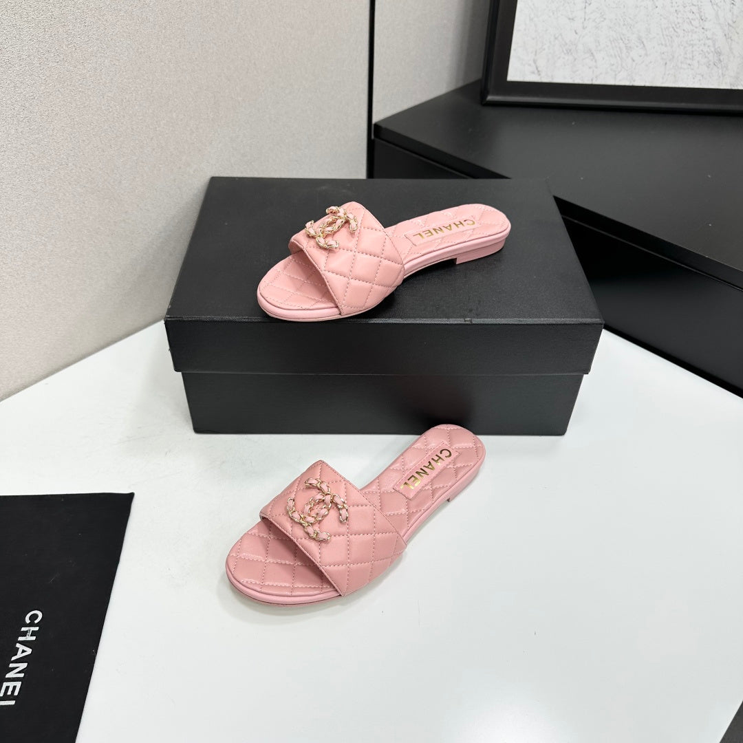 Chanel 2026 Double C Quilted Sandal Tweed Lambskin 894808