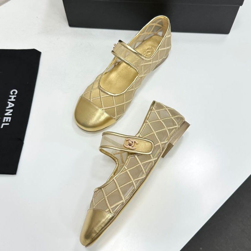 Chanel 2026 Mary Jane Ballet Flat Mesh Sheepskin 925879