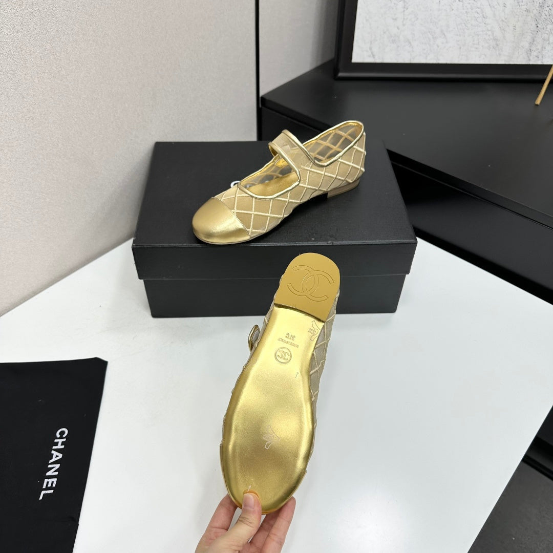 Chanel 2026 Mary Jane Ballet Flat Mesh Sheepskin 925879