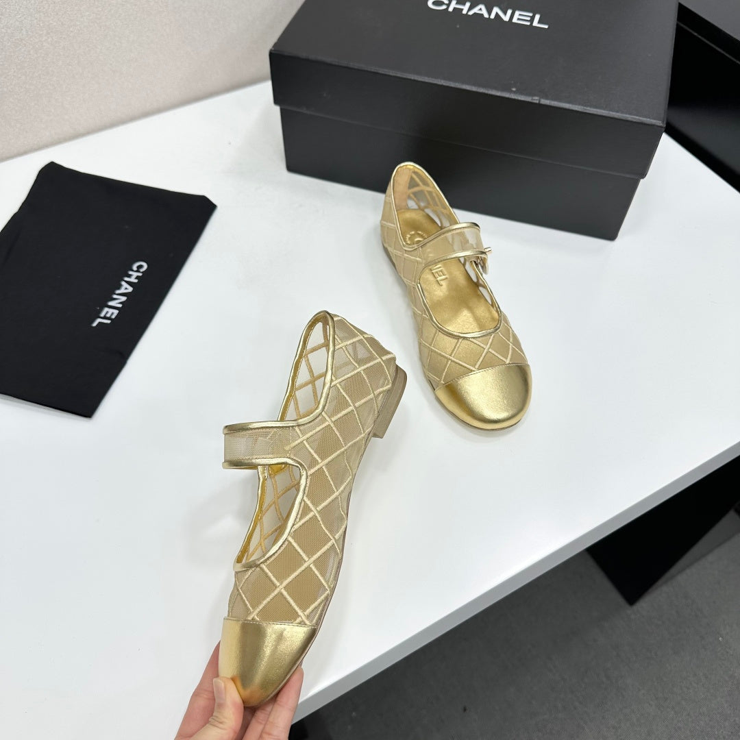 Chanel 2026 Mary Jane Ballet Flat Mesh Sheepskin 925879