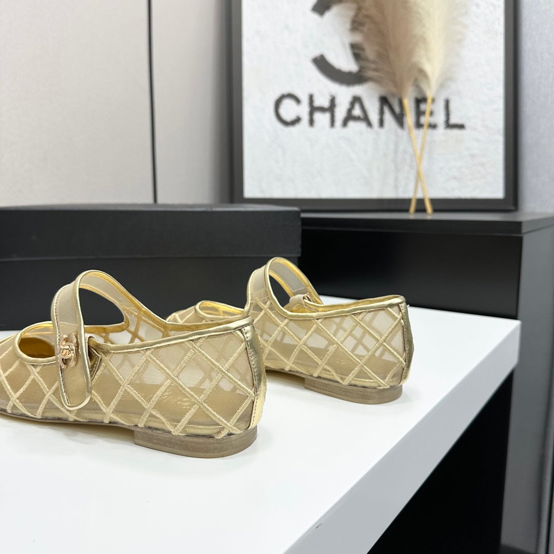 Chanel 2026 Mary Jane Ballet Flat Mesh Sheepskin 925879