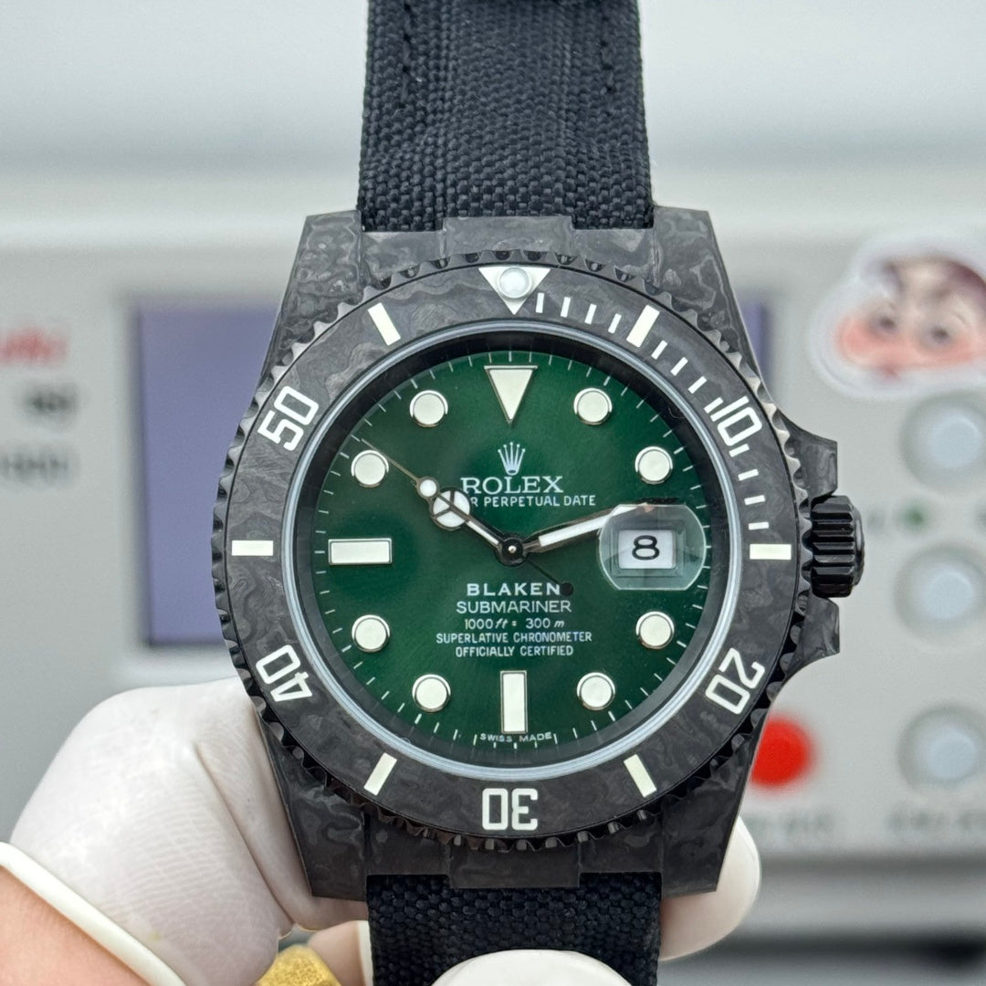 Rolex Submariner Date Custom Carbon Black Green Dial