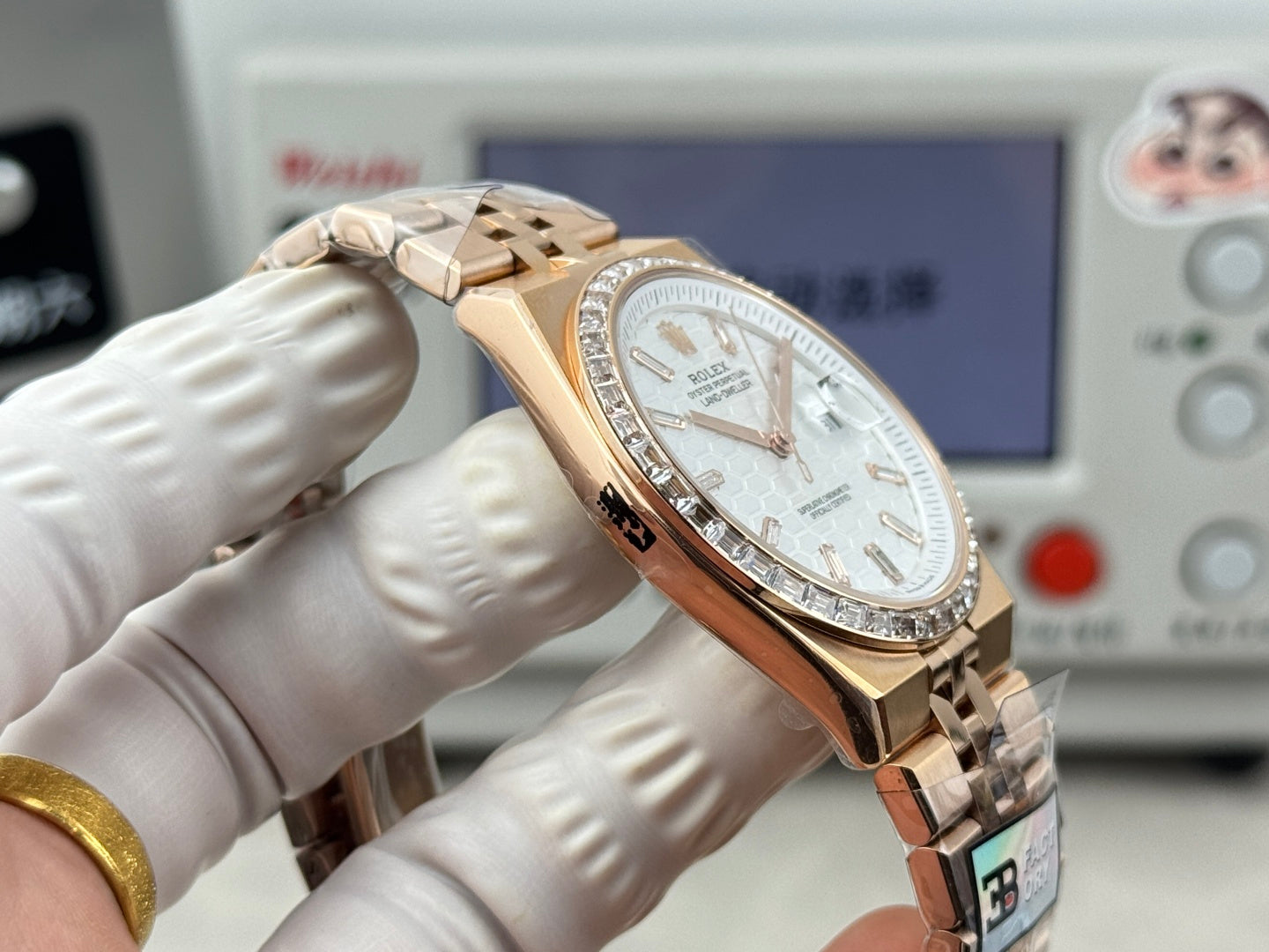 Rolex Land-Dweller Pink Gold White Dial Diamond Bezel