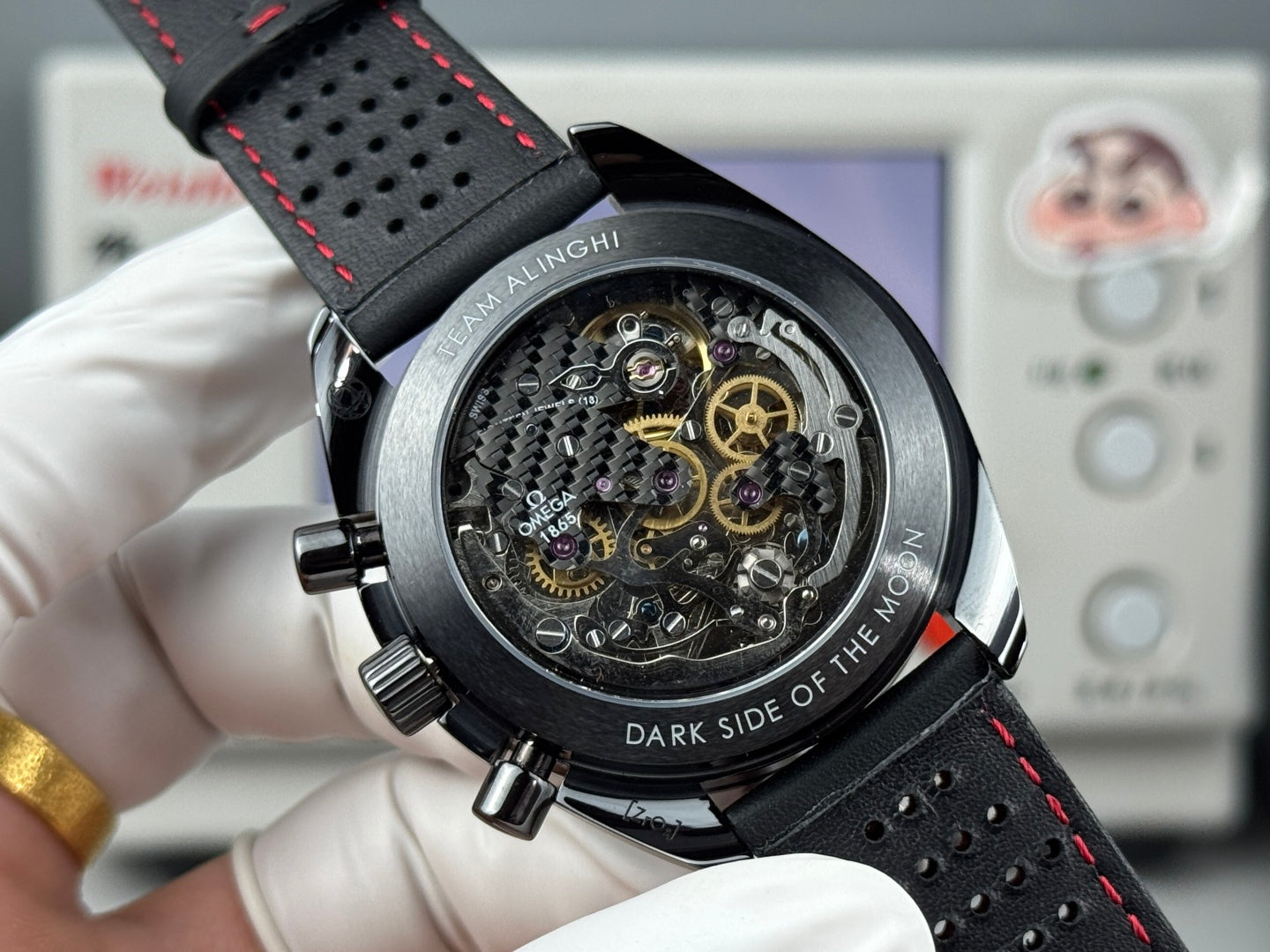 Omega Speedmaster Dark Side of the Moon Alinghi Watch Black Rubber Strap