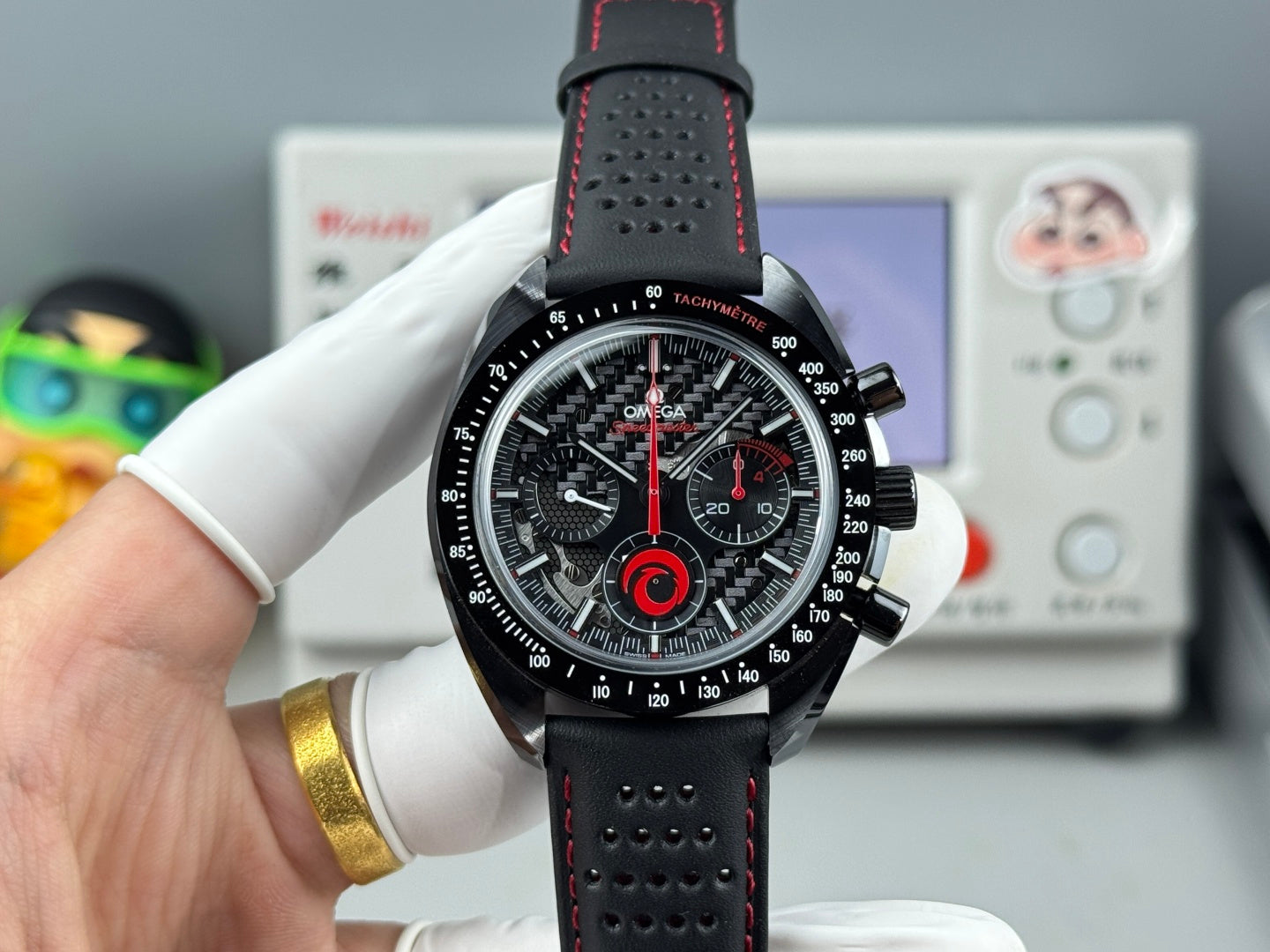 Omega Speedmaster Dark Side of the Moon Alinghi Watch Black Rubber Strap
