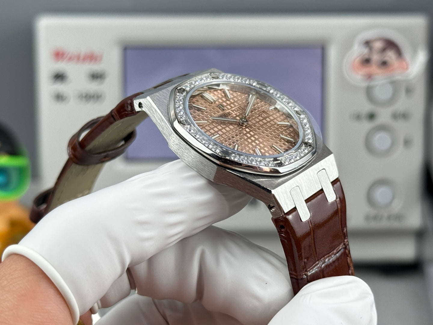 Audemars Piguet Royal Oak Lady 33mm Rose Gold Dial Leather Strap