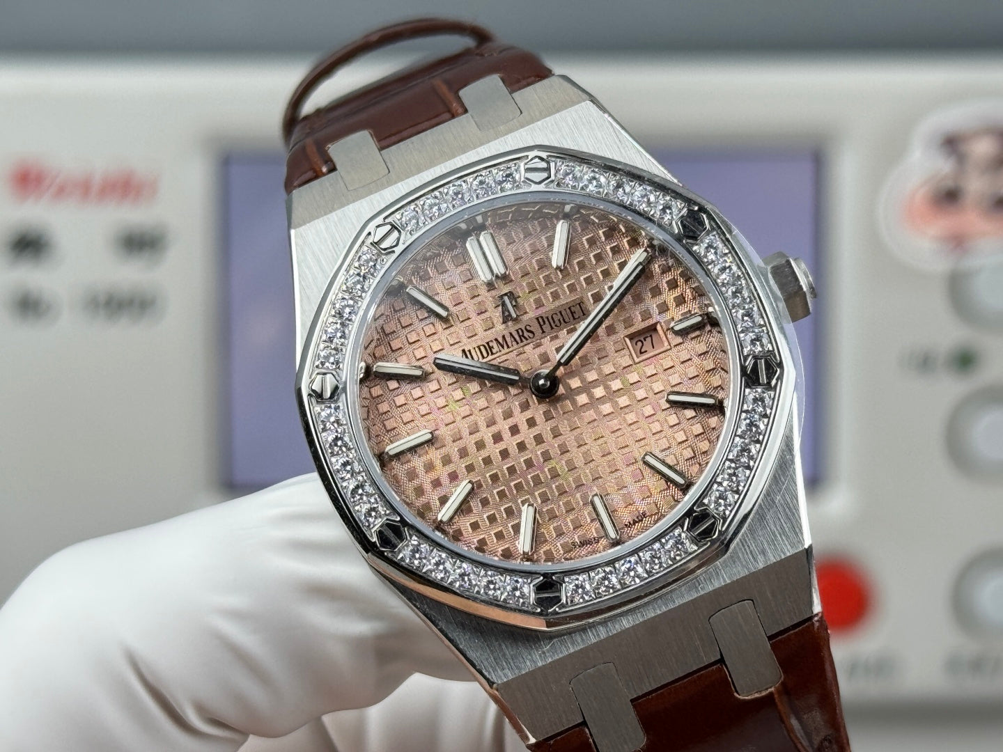 Audemars Piguet Royal Oak Lady 33mm Rose Gold Dial Leather Strap
